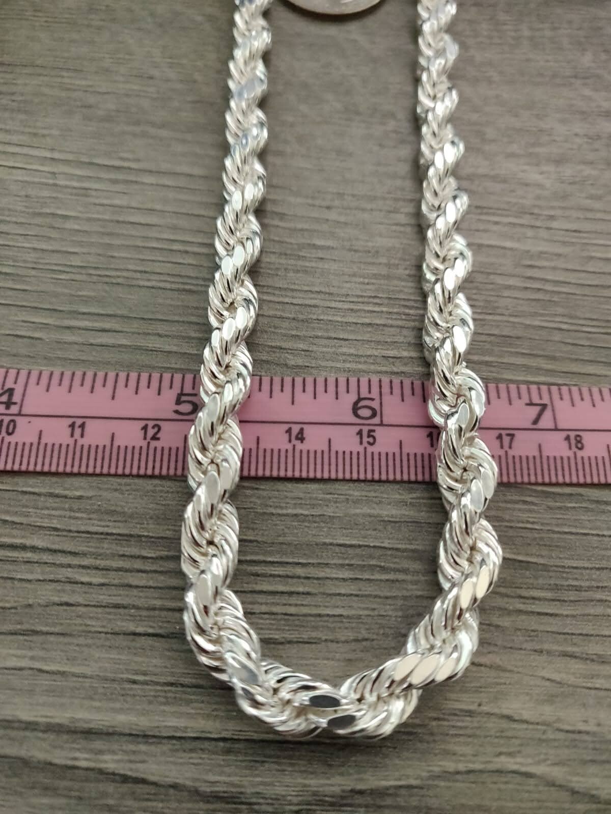 Sterling Silver rope chain hollow / torsal de plata 925 62.2 g 7.6mm 26″ larga