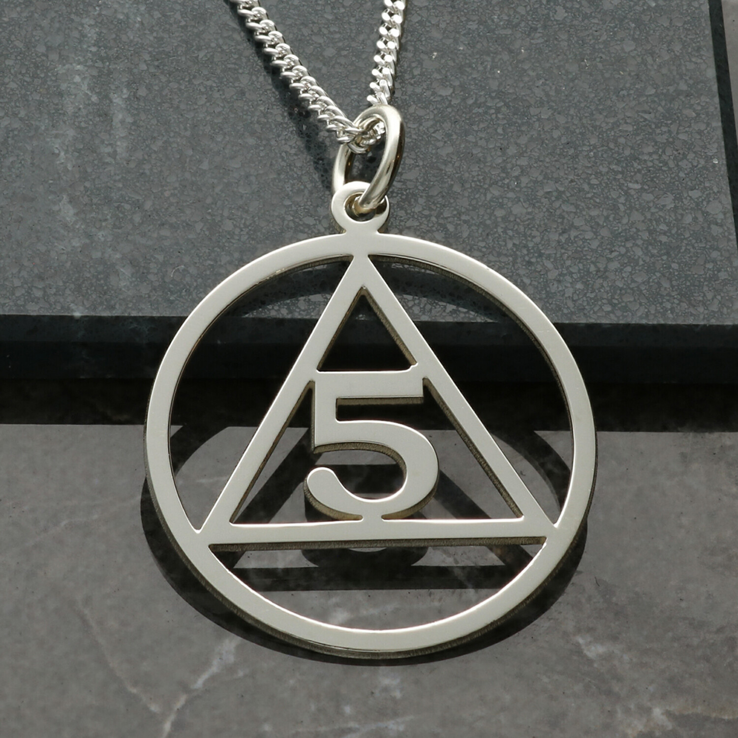 925 Sterling Silver AA Sobriety Year Anniversary Gift Affirmation Symbol Pendant