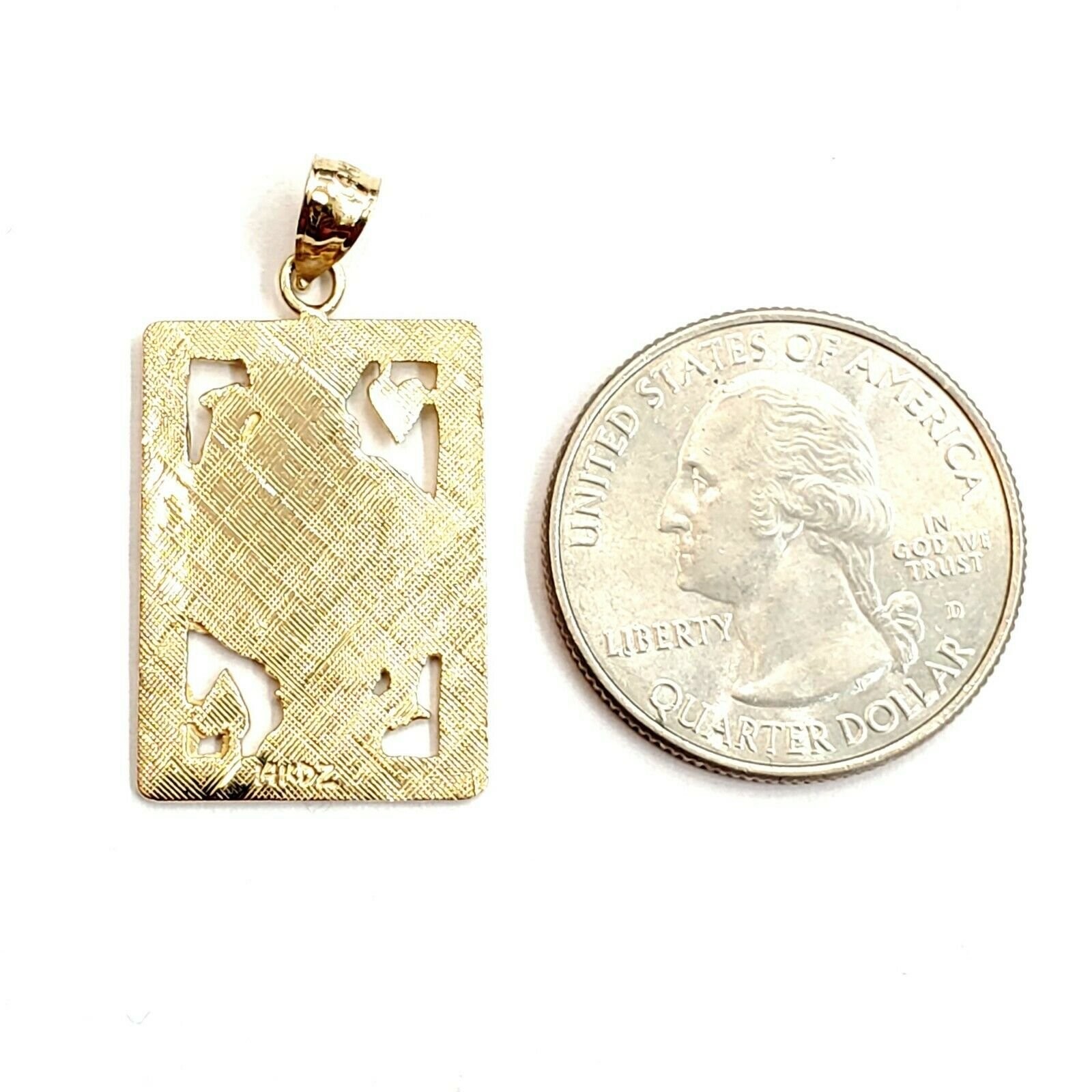 14k yellow Gold king of heart Pendant playing card gambling fine jewelry 3.5g