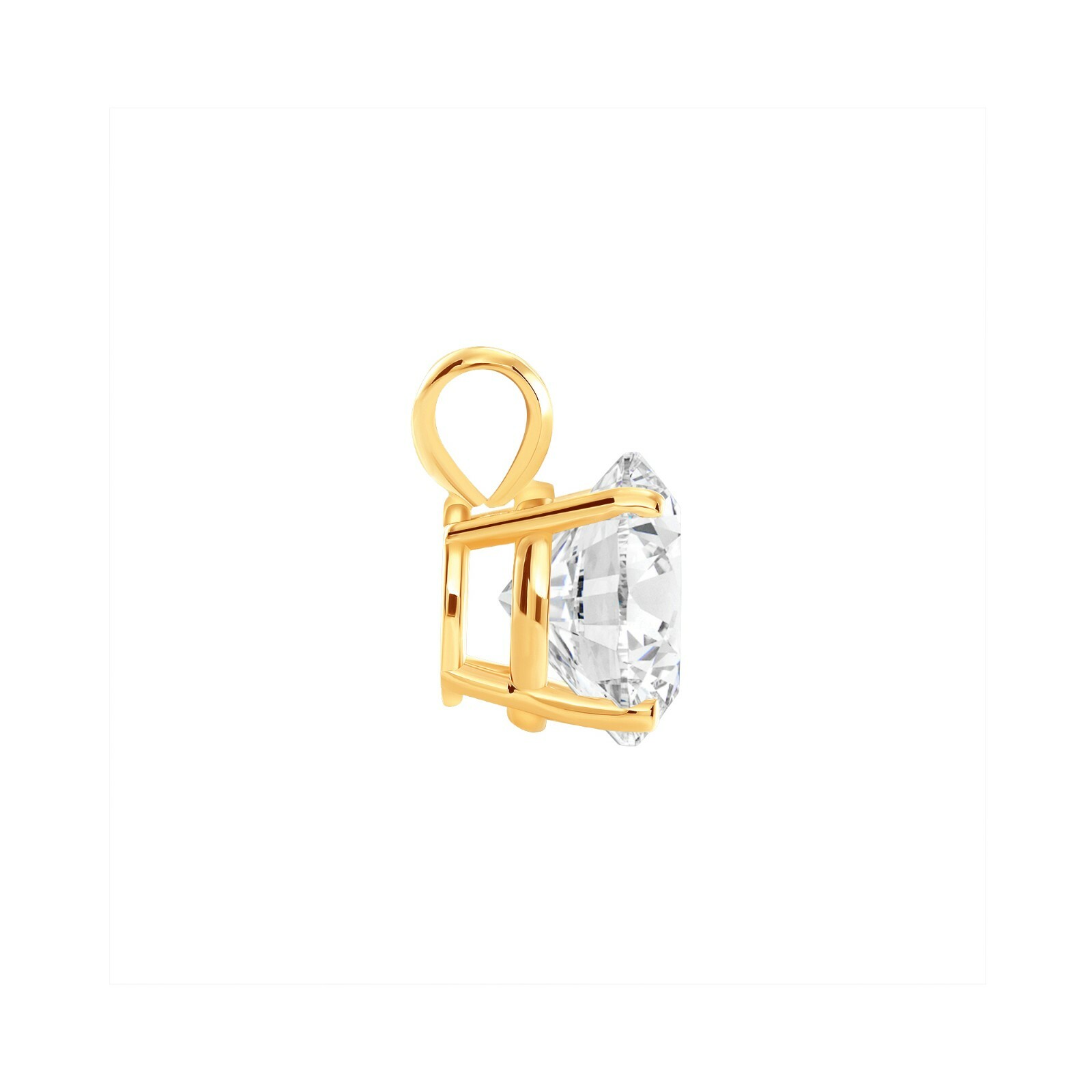 3 Ct Round Real 14K Yellow Gold Created Diamond Solitaire Pendant