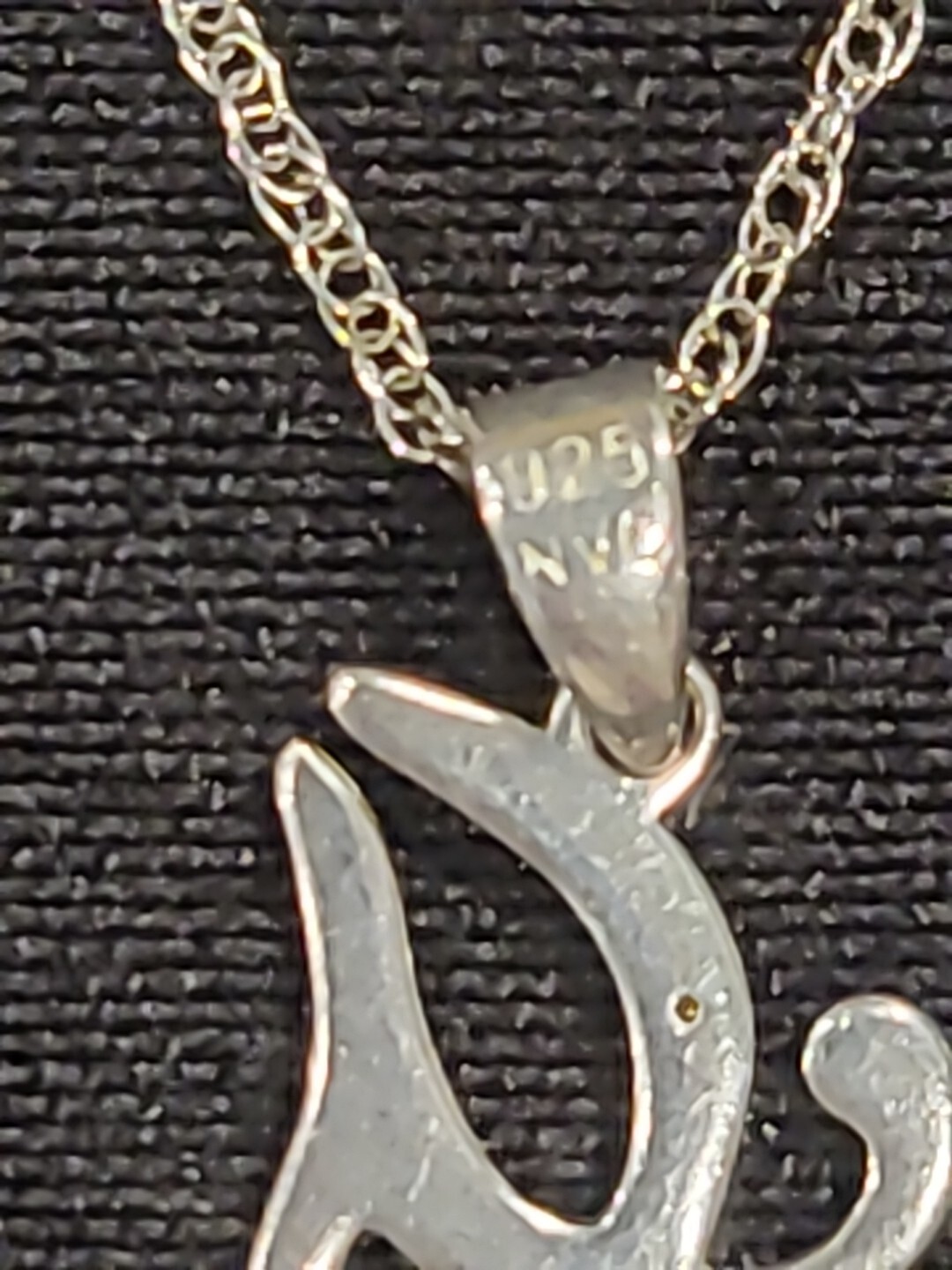 Necklace Real Diamond Chip 925 Sterling Silver Unknown NVC Symbol on 18″ Chain