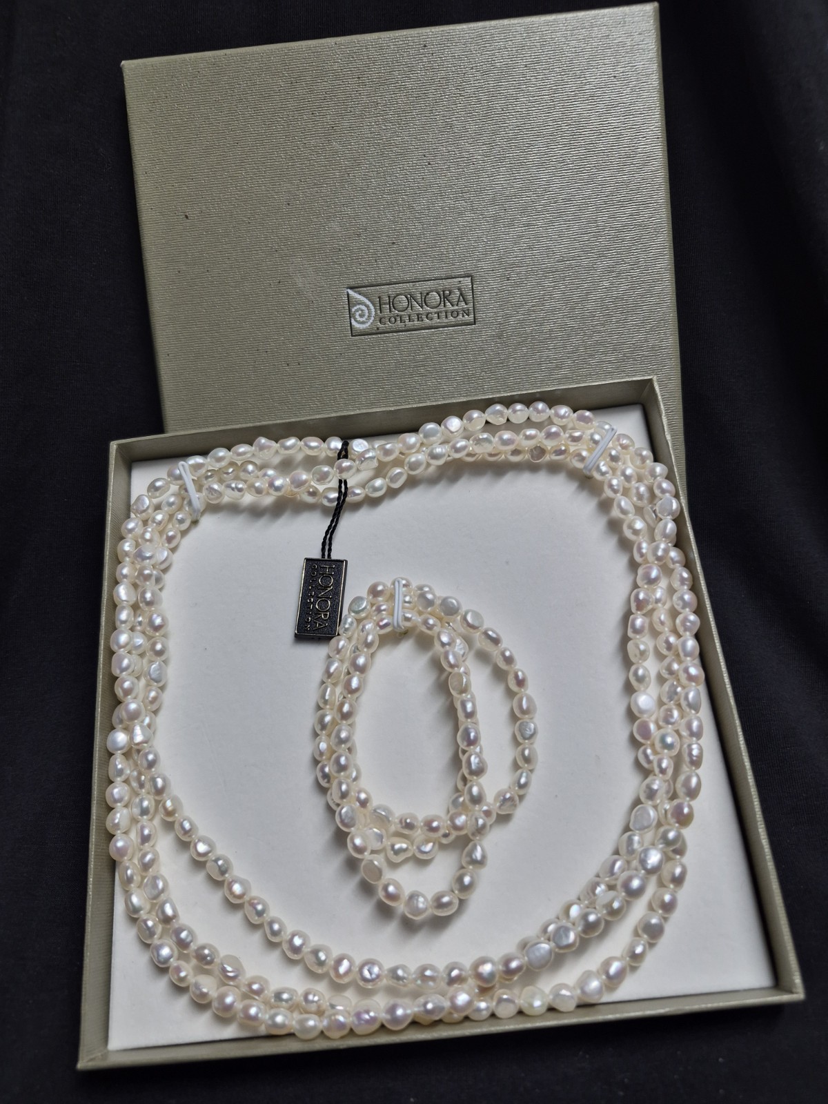 NWT Honora White Cultured Freshwater Pearl 60″ Rope Necklace & Stretch Bracelets