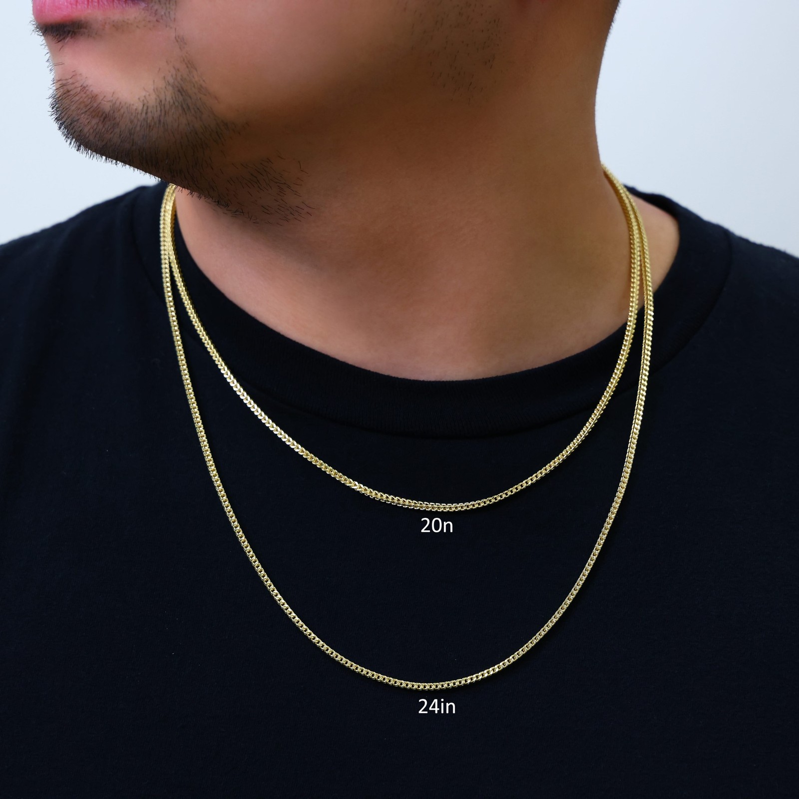 14K Yellow Gold 2.1mm Franco Box Wheat Spiga Chain Pendant Necklace 14″-24″