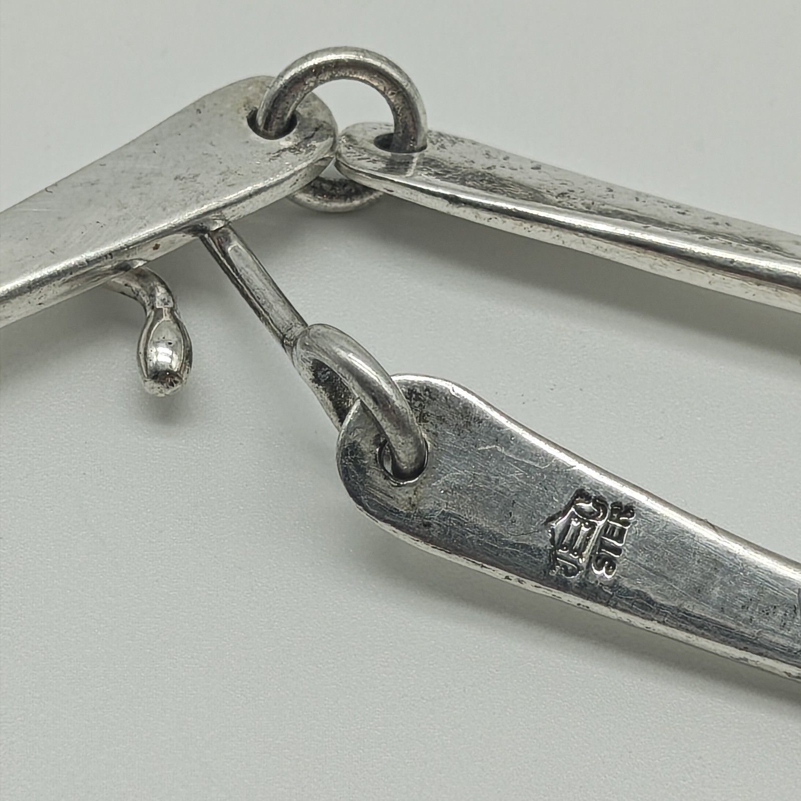 Vintage Jeep Collins Sterling Silver 925 Flat Bar Link Chain Necklace 20″