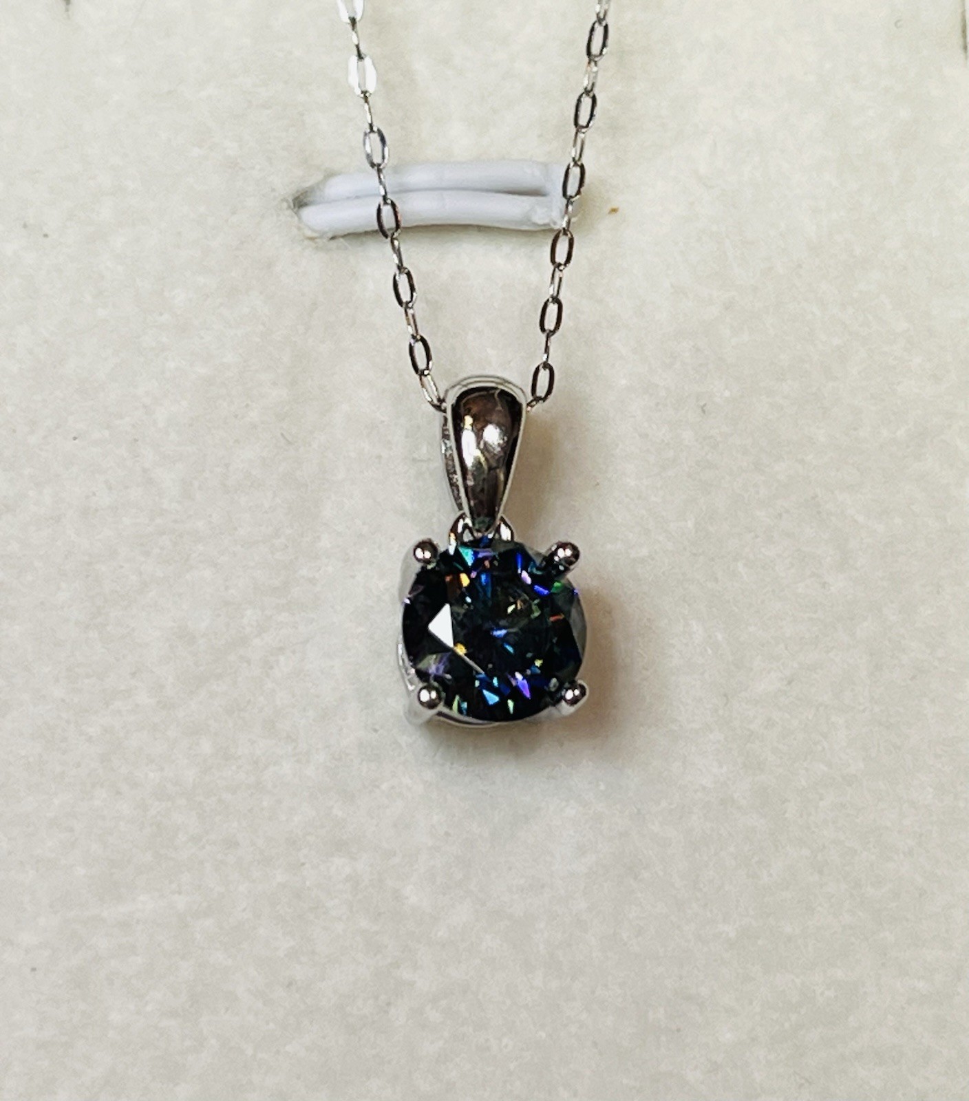 925 Sterling Silver 1 CTW VVS1 Dark Blue Purple Moissanite Pendant Necklace