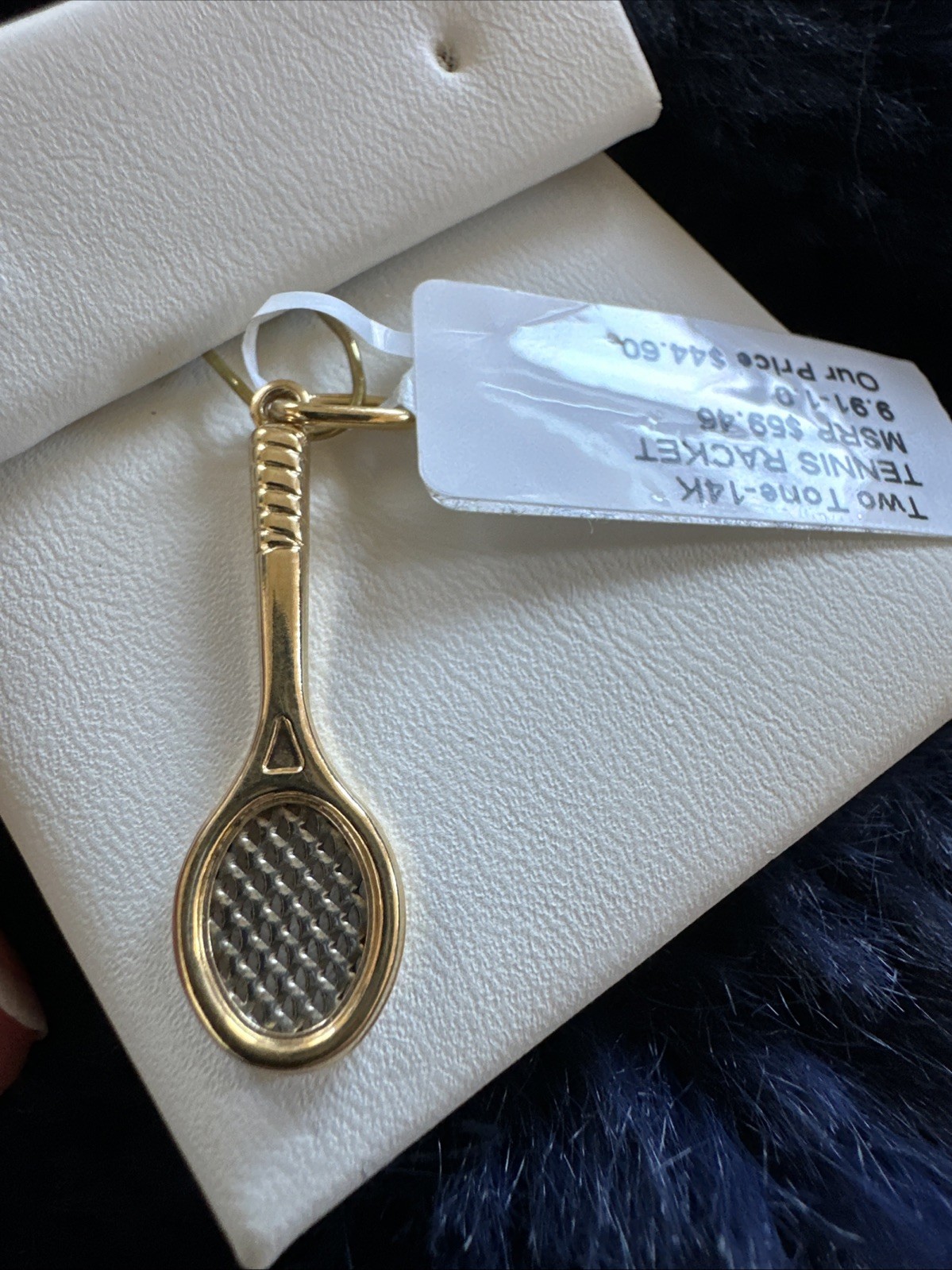Two Tone 14k Tennis Racket Pendant 9.91-1.0 Weight Is 1.0 Grams