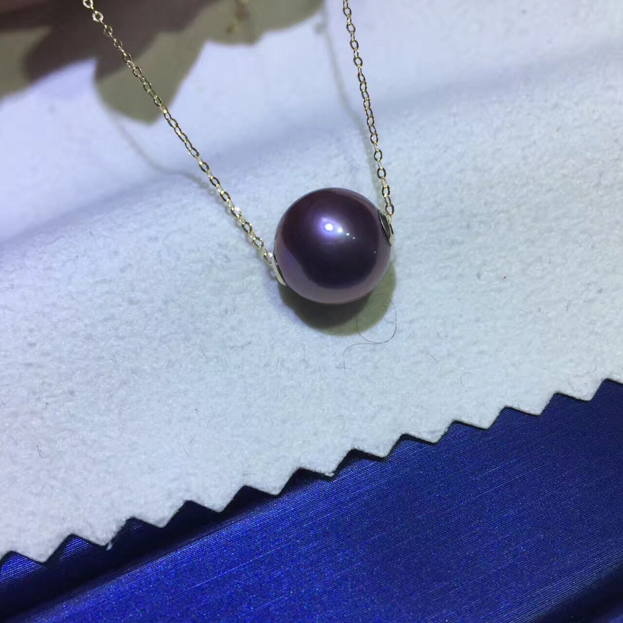 Huge 12mm genuine natural south sea purple lavender round pearl necklace pendant