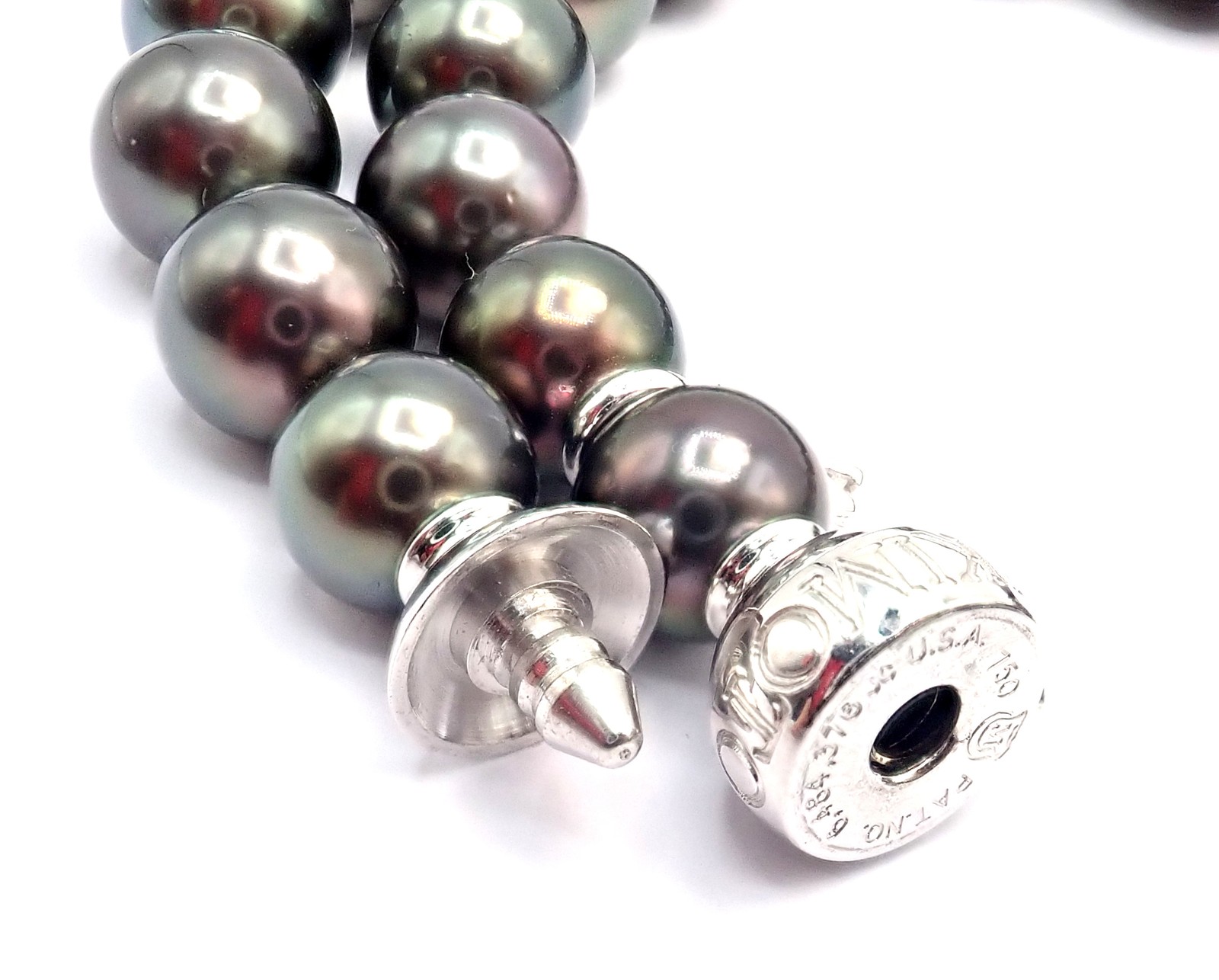 Mikimoto 18k White Gold Diamond Large Tahitian South Sea Pearl Strand Necklace