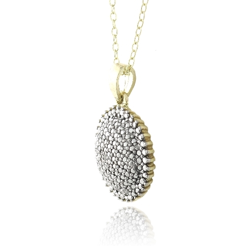 18K Gold over 925 Silver Diamond Accent Puffed Circle Necklace