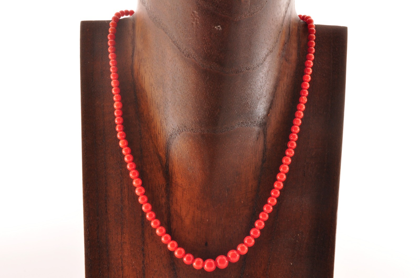 925 silver clasp, red coral undyed Rosary-style necklace (67.5ct) Certification.