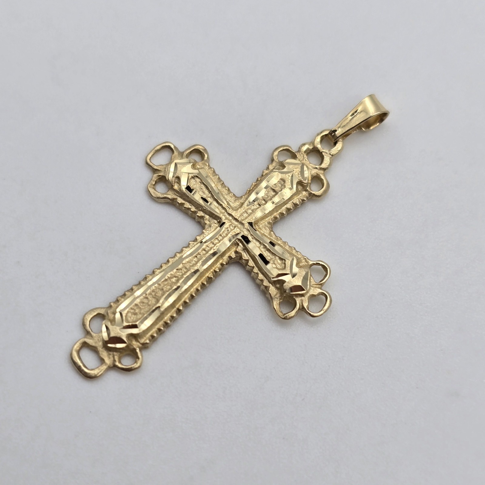 Vintage 14k Gold Diamond Cut, Religious Orthodox Cross Pendant
