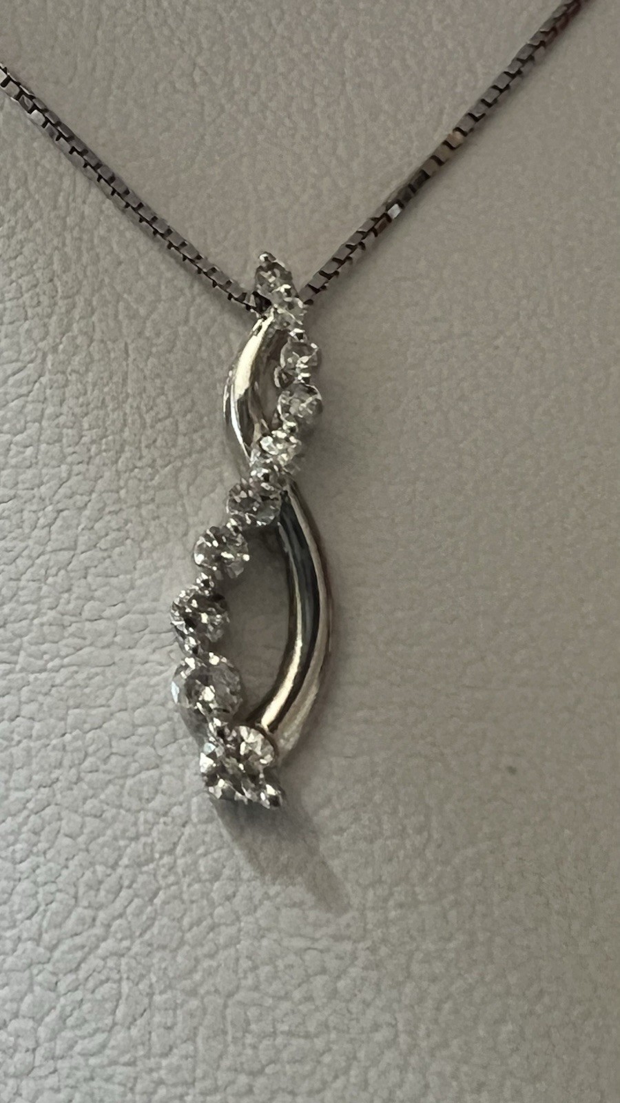 Gold over 925 Sterling Silver Round Lab Grown Diamonds Twist Pendant Box Chain