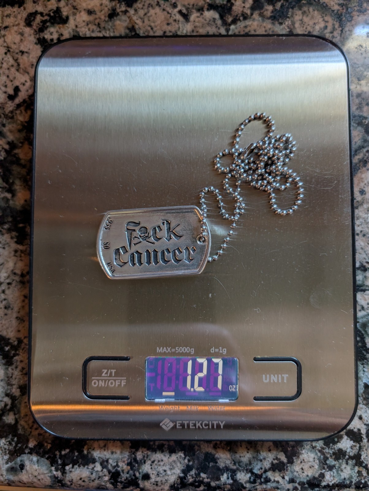 Speakeasy Original Fxck Cancer .935 Silver Heavy 1oz Dog Tag Pendant 22/25