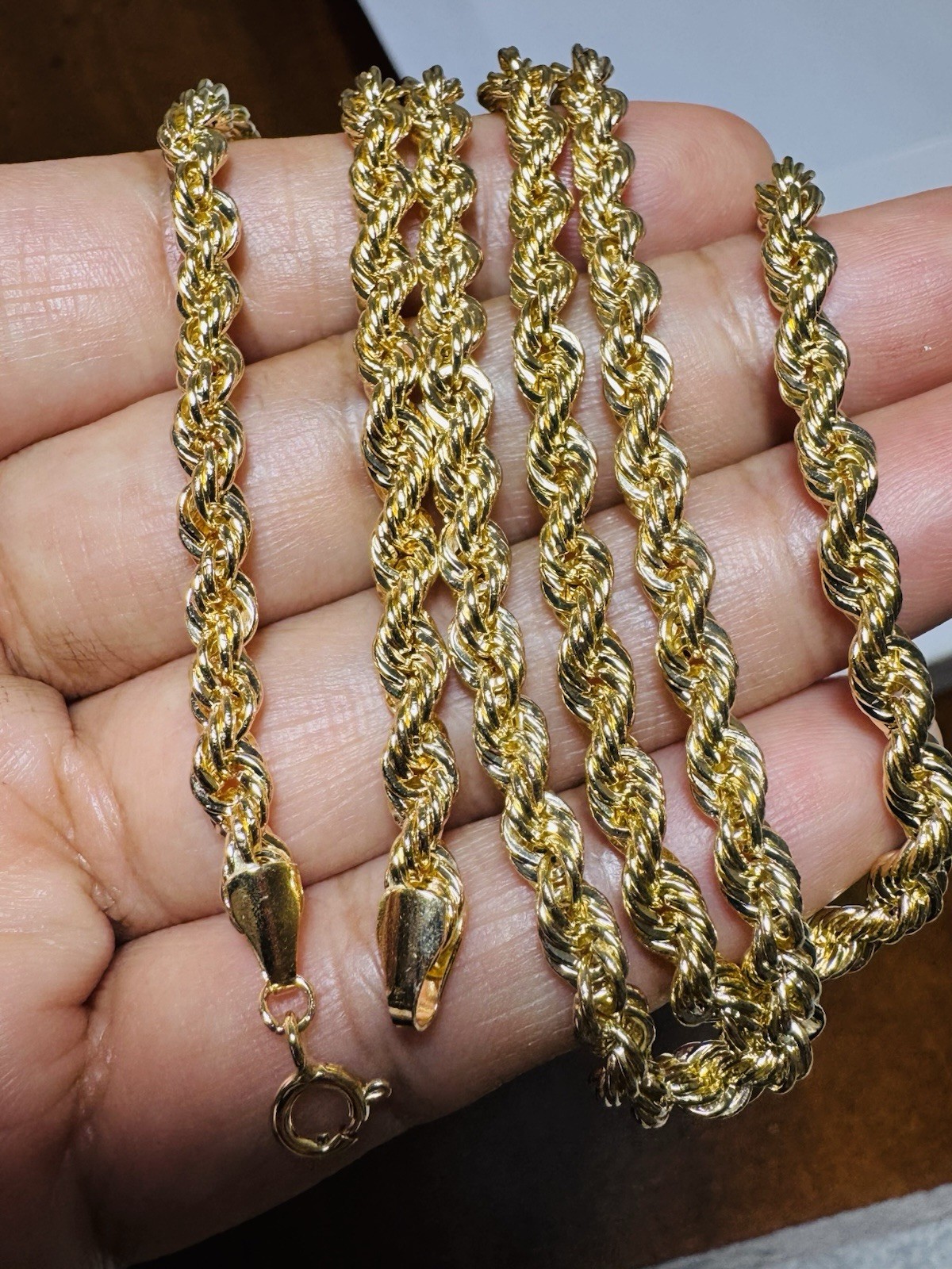 18K 750 Dubai Fine Genuine Gold Rope Chain Necklace 23.5” /24 Long 9.43g 4mm