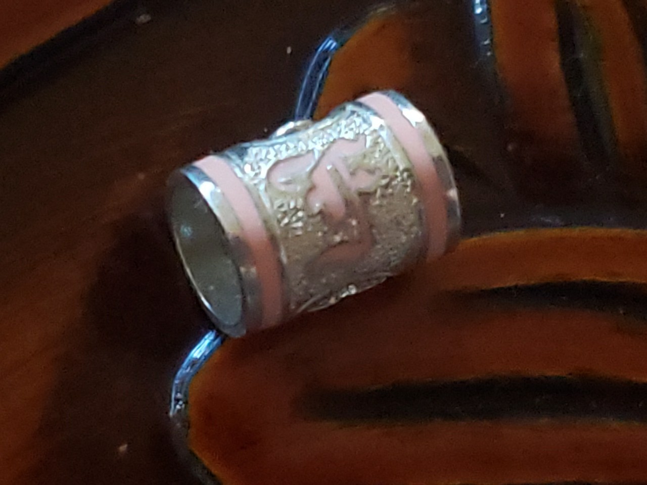 Hawaiian Baby Silver Initial Pendant Enamel 8mm X 6mm Slide Blue Or Pink Letter