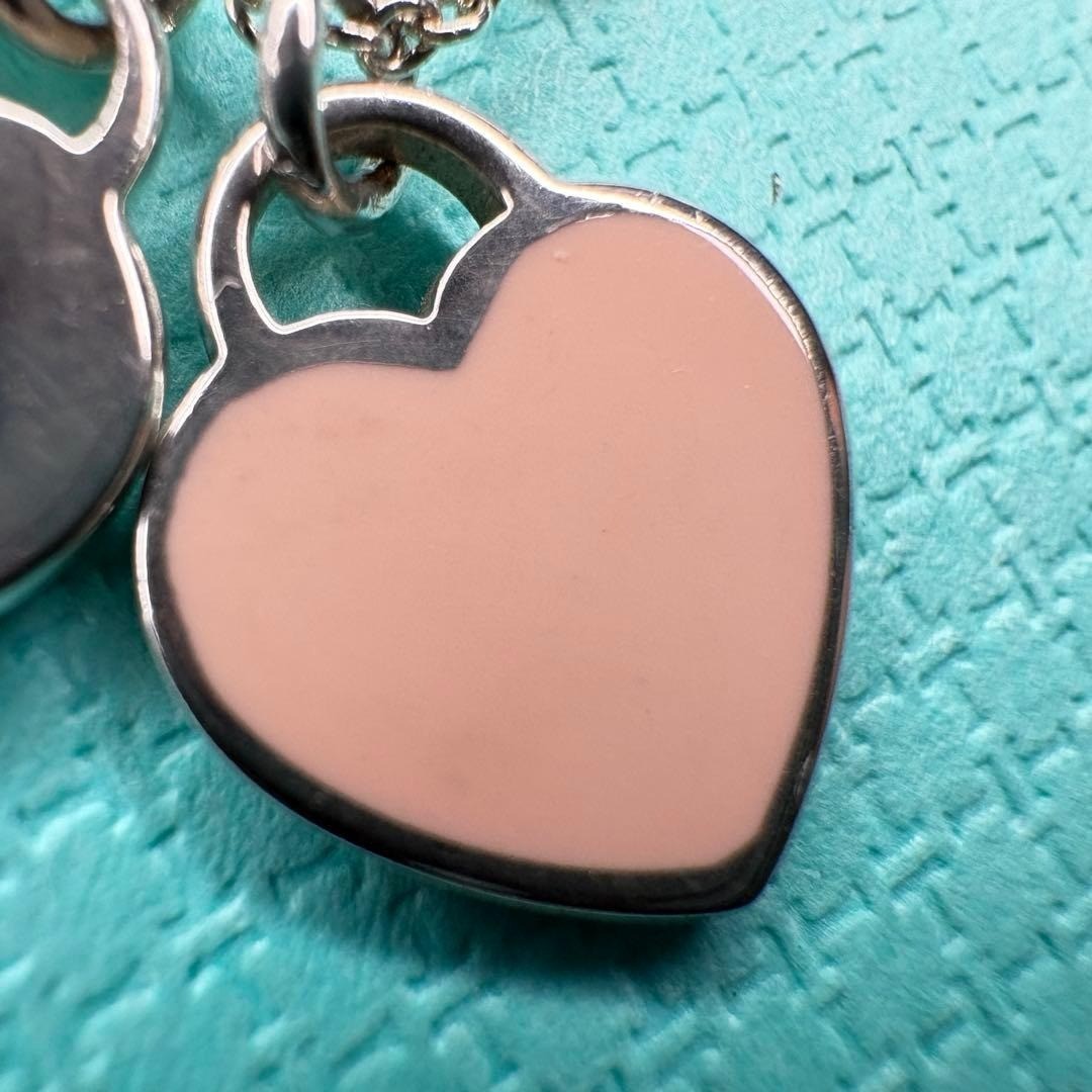 TIFFANY & Co. Return to Mini Double Pink Heart Enamel SV925 Pendant Necklace
