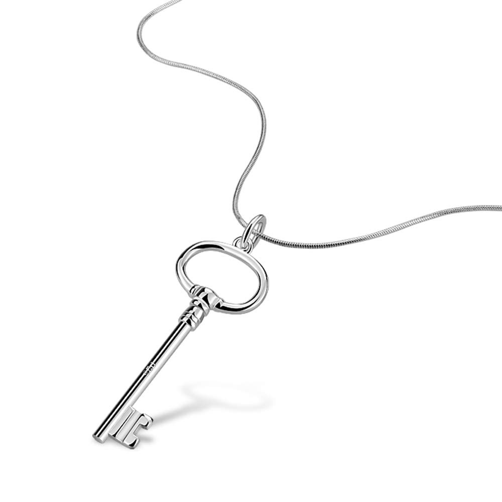 Classic female original silver necklace 925 silver key pendant necklace minim…