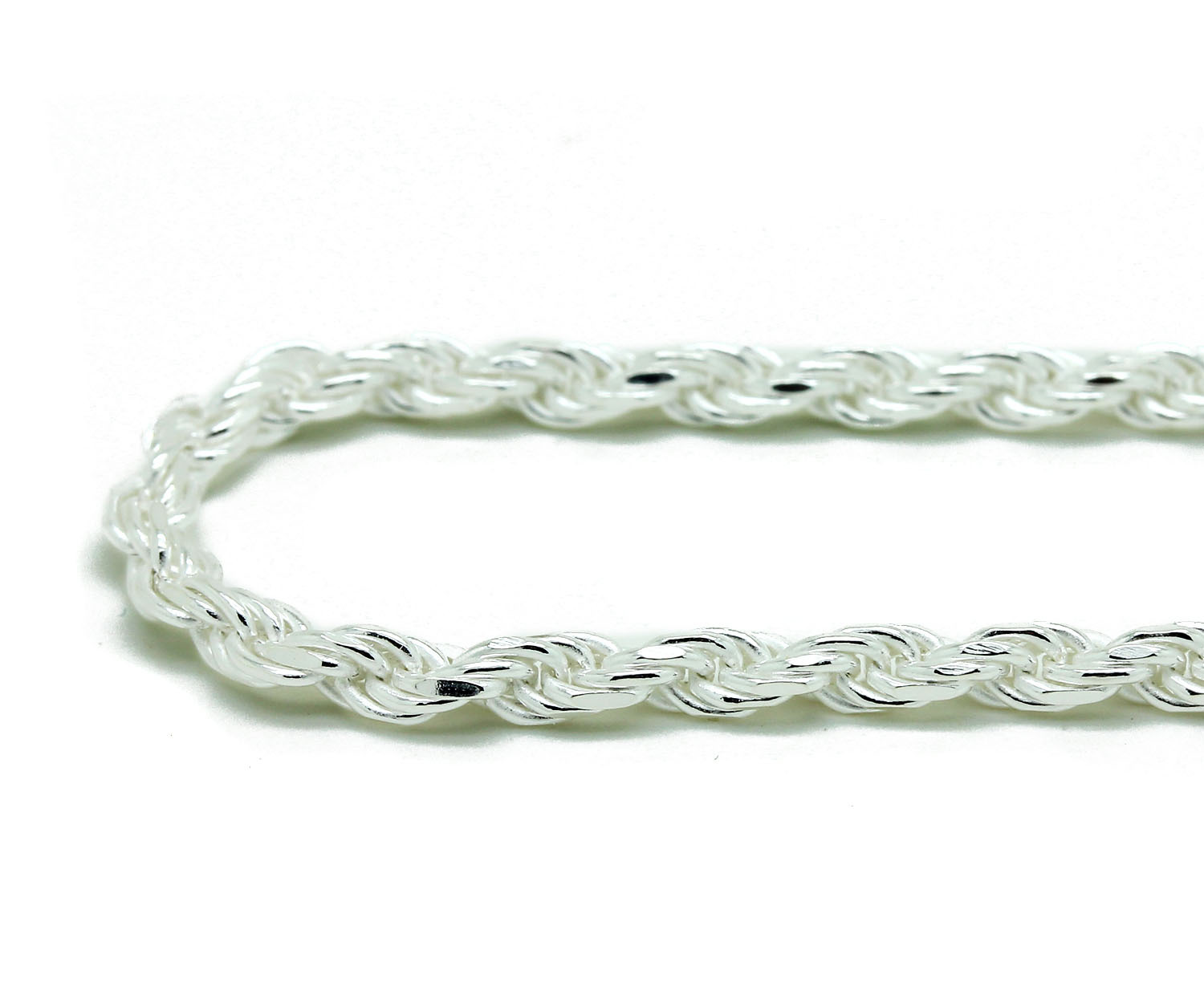 .925 Sterling Silver Rope Chain Italy Necklace Mens Link 16-30In 3mm