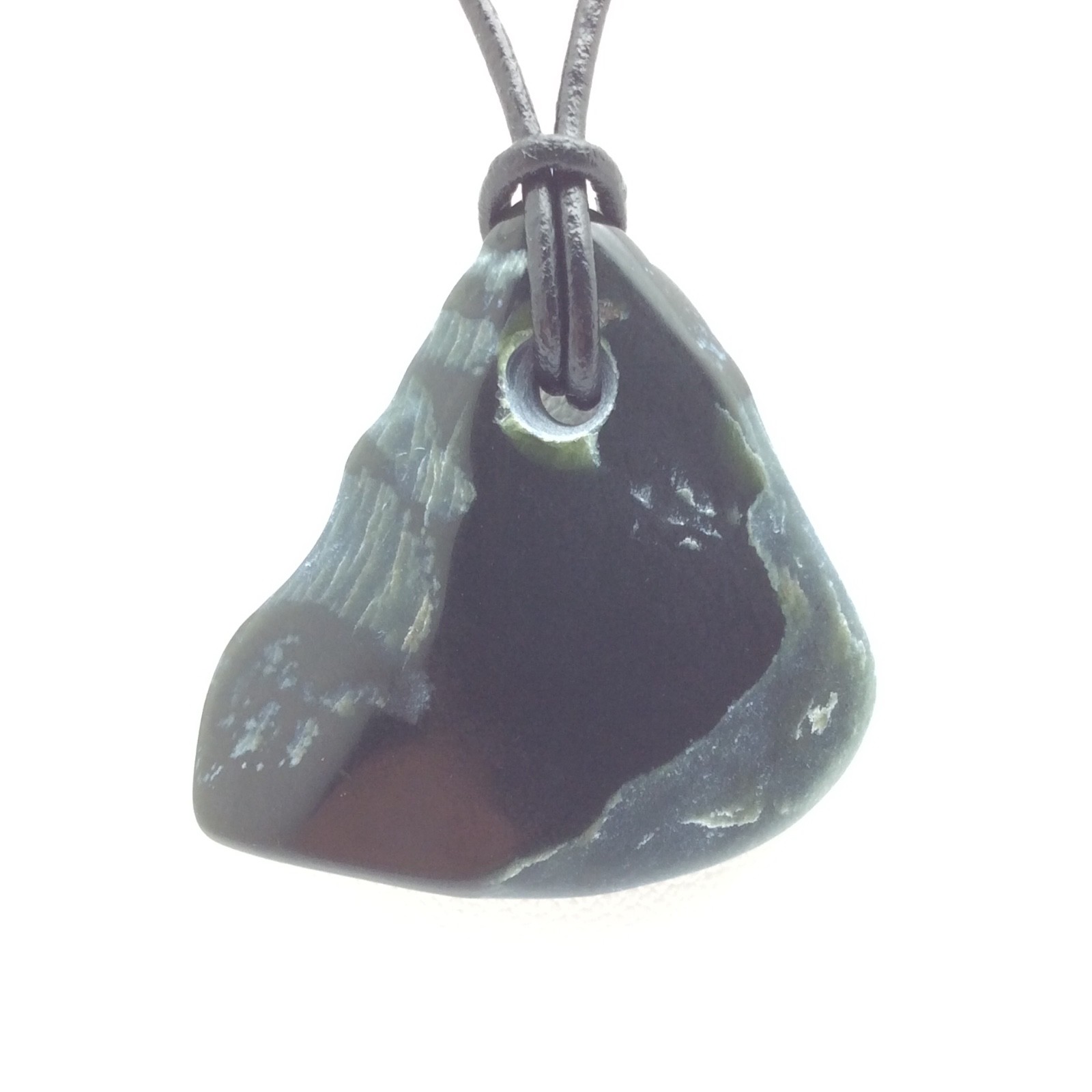 Wyoming Jade Pebble Pendant Olive Green Nephrite Jade Stone Necklace WY #56
