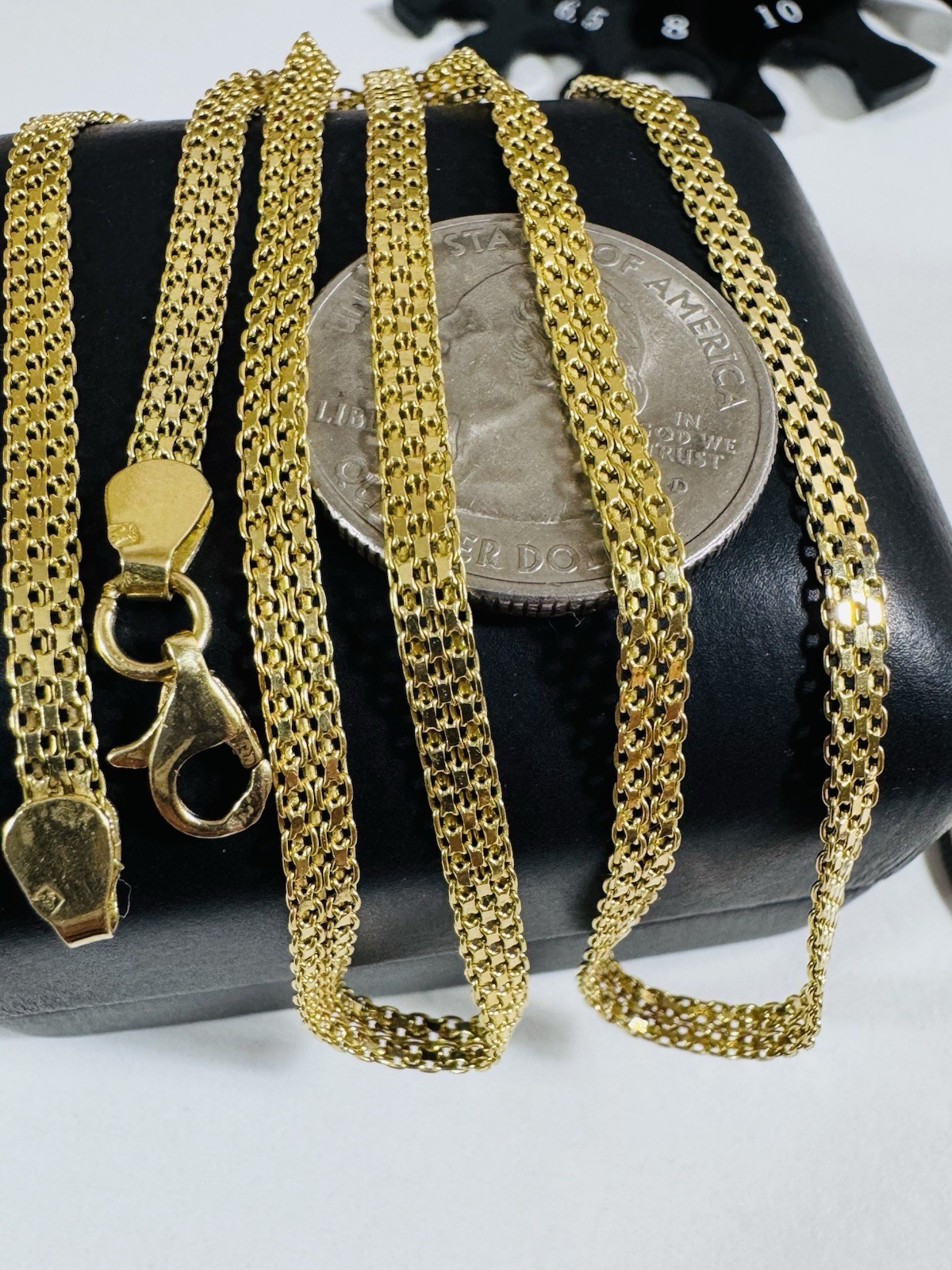 18C 18K 750 Genuine Gold Mesh Chain Necklace 21.8/22” Long 9.7g 3.8mm MENS-WOMEN