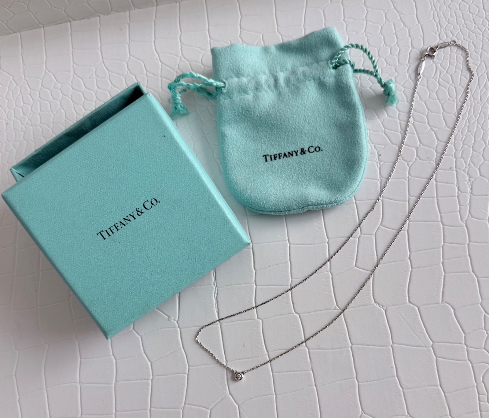 Tiffany & Co. Elsa Peretti Diamonds by the Yard® Single Diamond Pendant Necklace