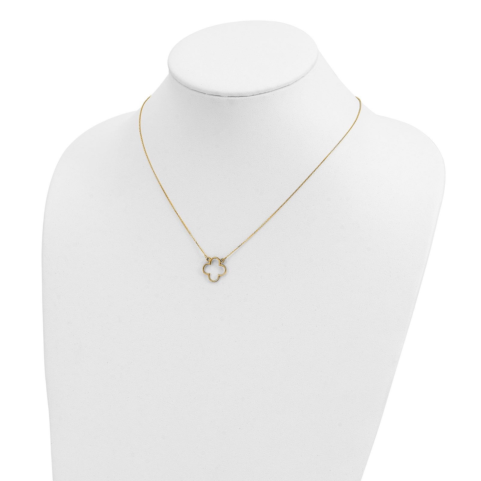 14K Polished Open Quatrefoil Design 18 inch Necklace Chain Mens Womens USA