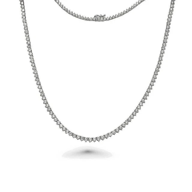 12Ct Round Cut Lab Grown Diamond Women’s Tennis Necklace 14K White Gold Over 18″
