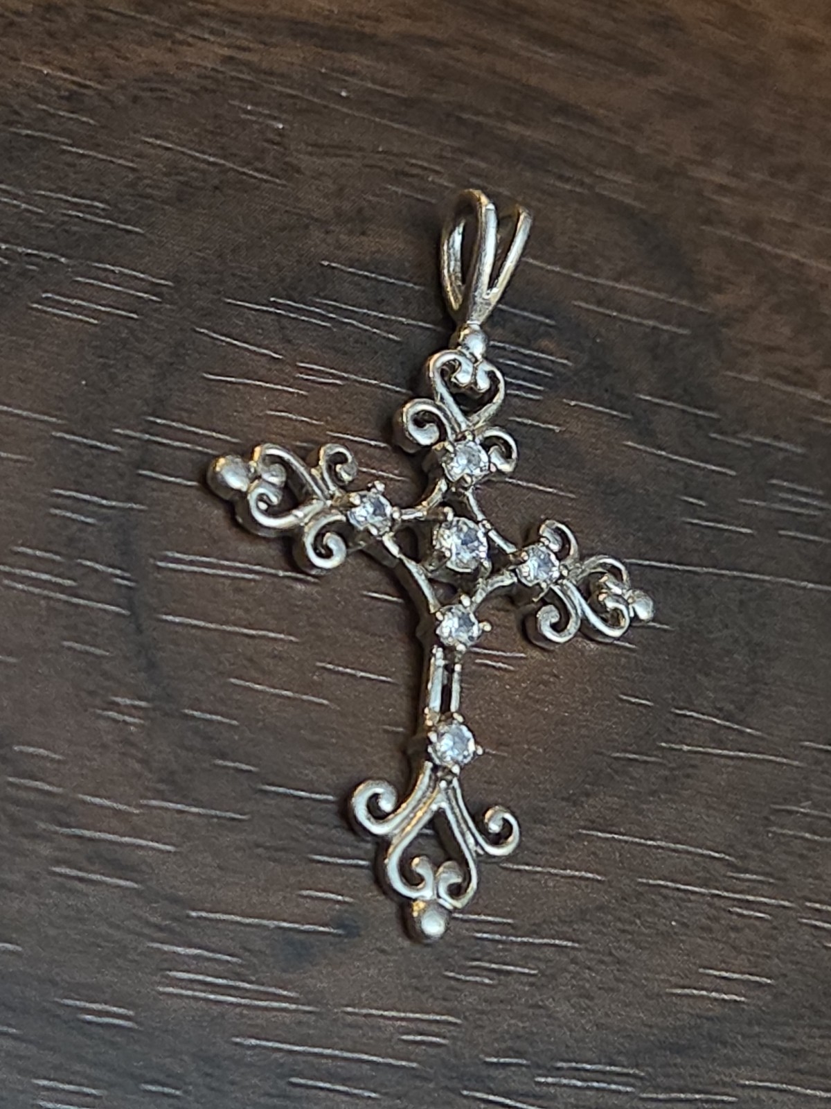 Sterling Silver Cross Pendant With Crystals 925
