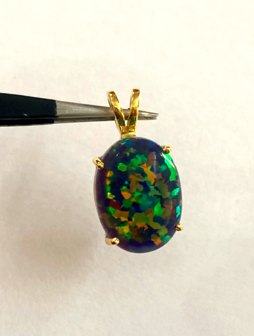 4Ct Oval Cut Natural Fire Opal Solitaire Pendant Necklace 14K Yellow Gold Plated