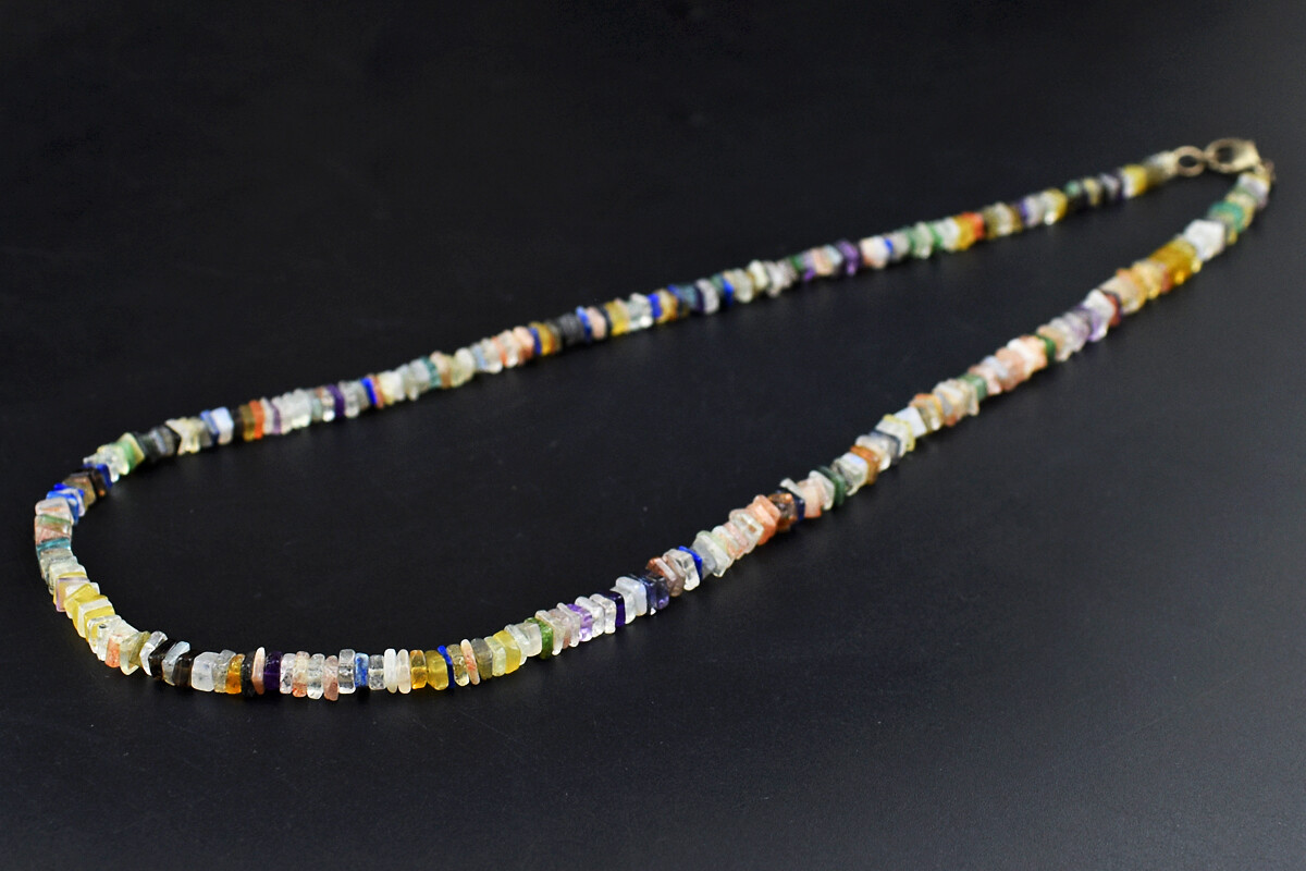 114 Cts Natural Single Strand Mix Gem Heishi Beads Necklace Jewelry JK 66E332