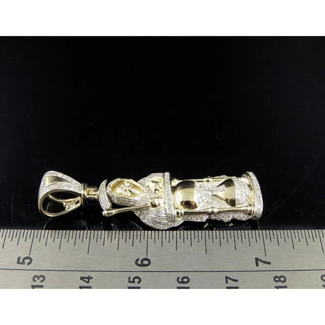 2Ct Round Real Moissanite Pendant Grim Reaper Hourglass 14K Yellow Gold Plated