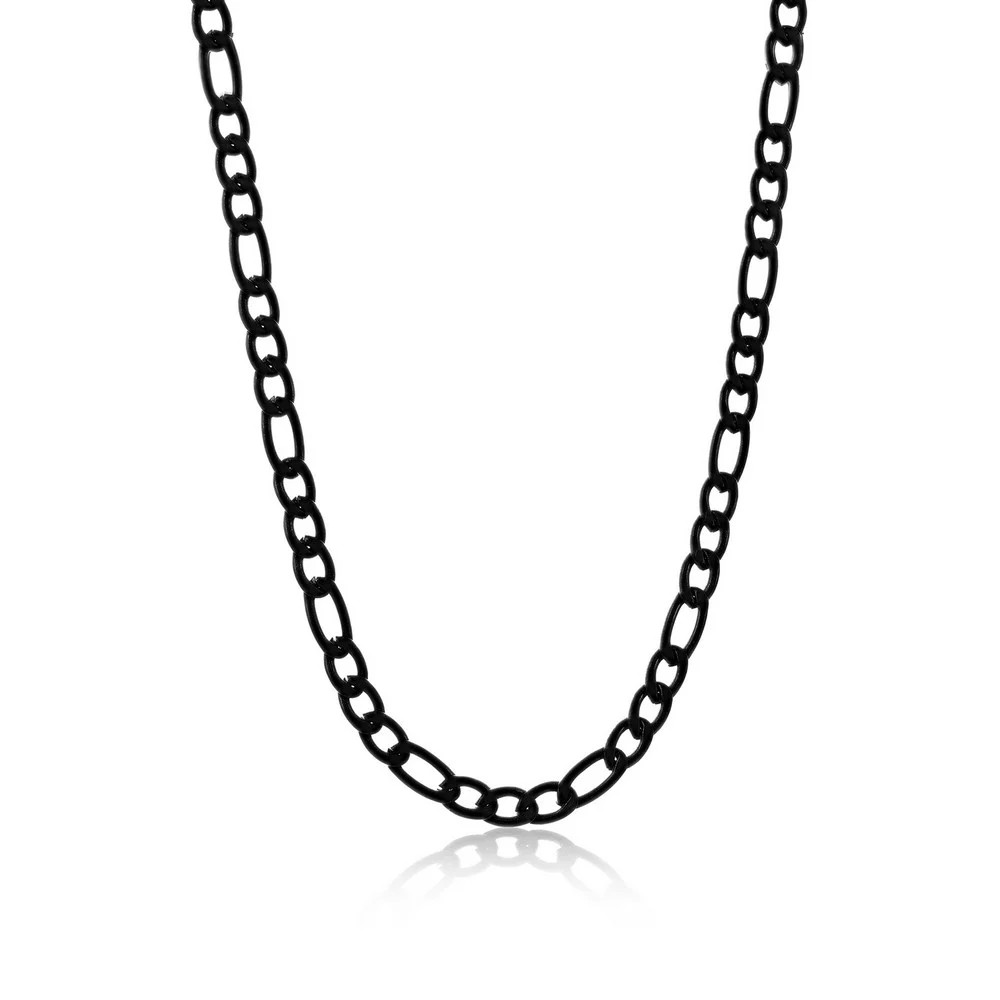 Stainless Steel, 4mm Figaro Chain – Black Plated