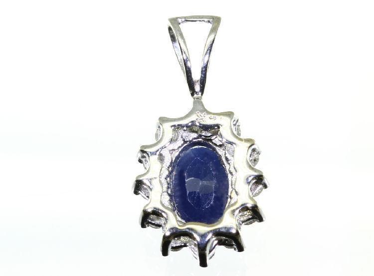 1.14ct Sapphire & Diamond Necklace in 18K & 14K White Gold