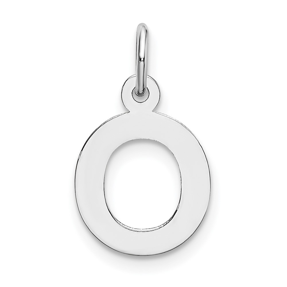 10k White Gold Small Block Initial O Charm Pendant 0.31gm L-18mm, W-12mm
