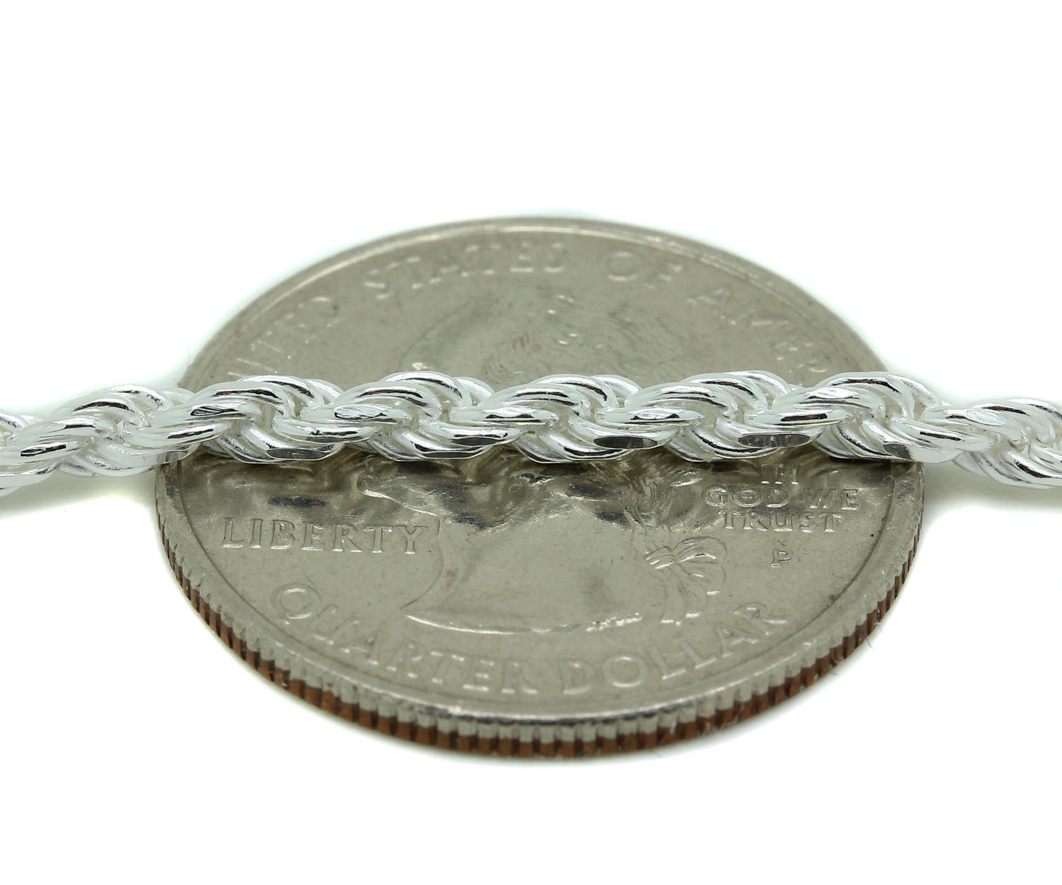 .925 Sterling Silver Rope Chain Italy Necklace Mens Link 16-30In 3mm