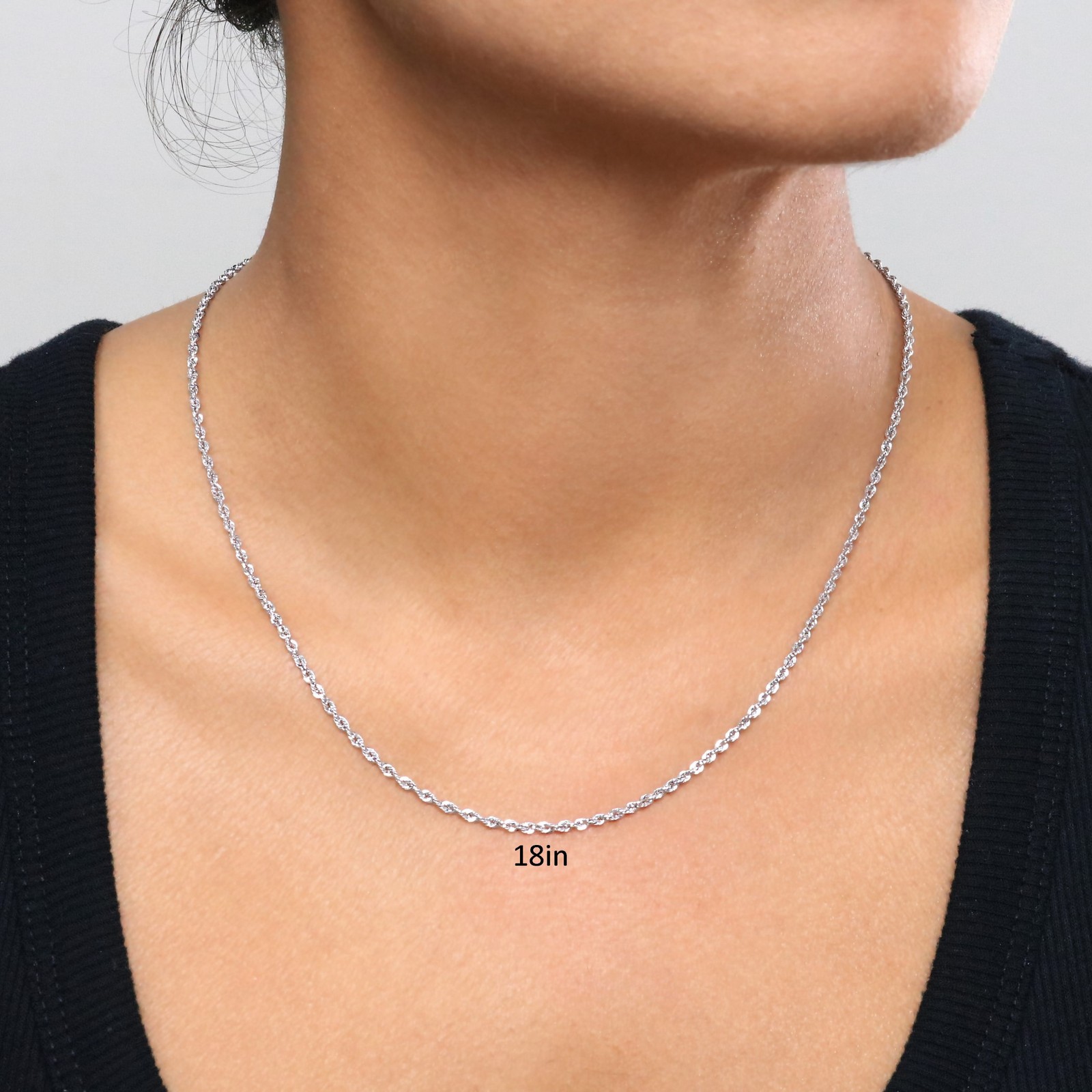 10K White Gold 1.5mm-7mm Diamond Cut Rope Chain Necklace Mens Womens 16″-30″