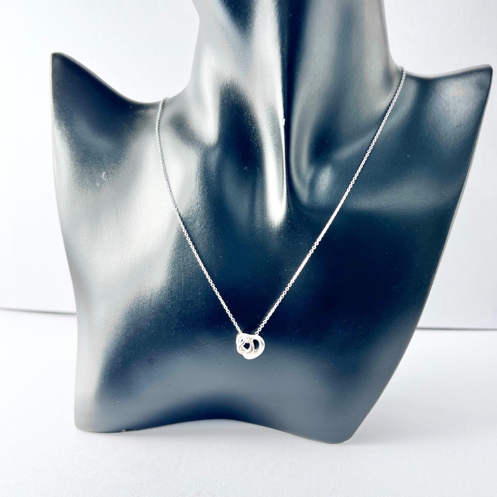 TIFFANY & Co Elsa Peretti Double Open Heart Silver Small Rose Gold Mini Necklace