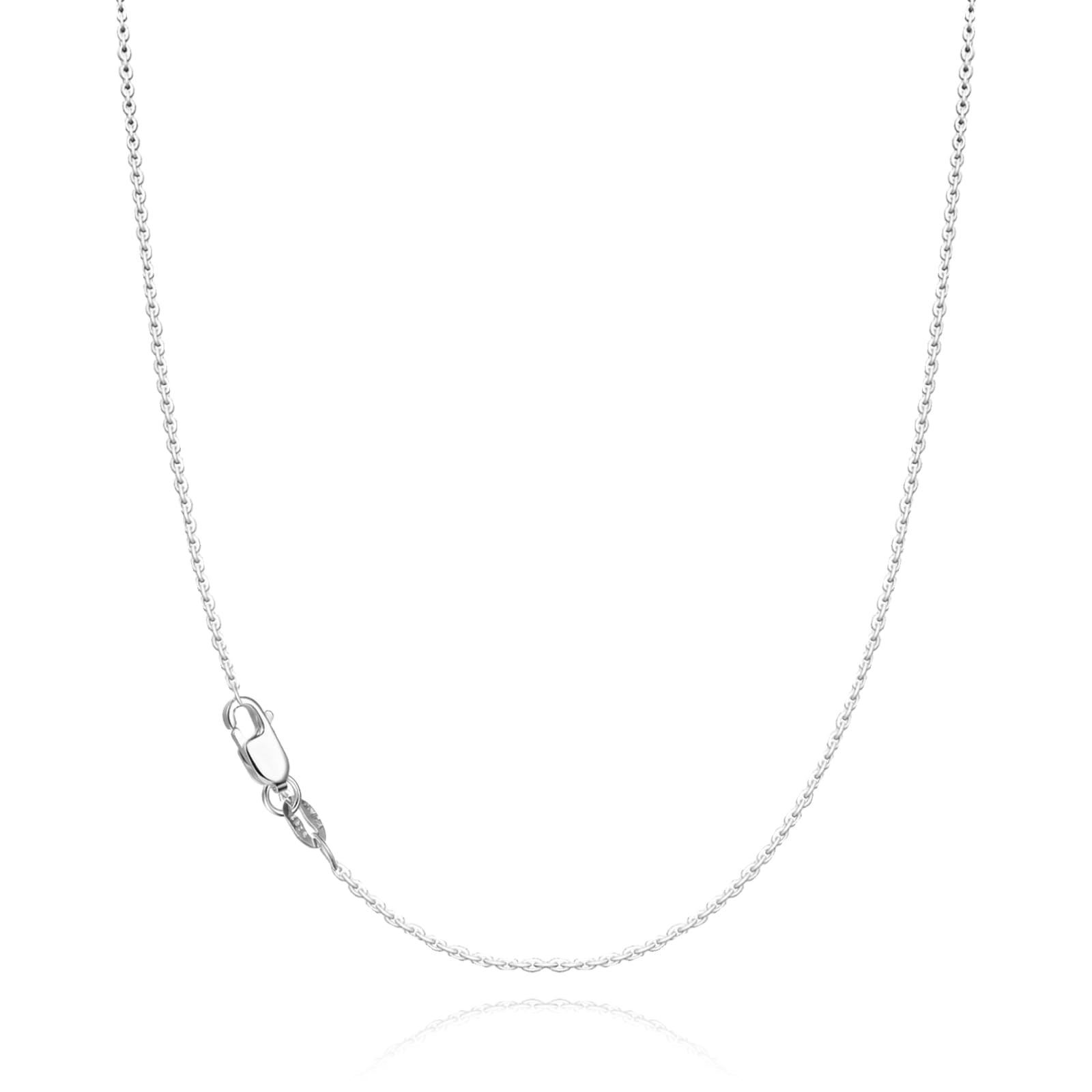 Solid 18k Gold Plated 925 Sterling Silver Chain NecklaceWomen Dainty Cable 1.1mm