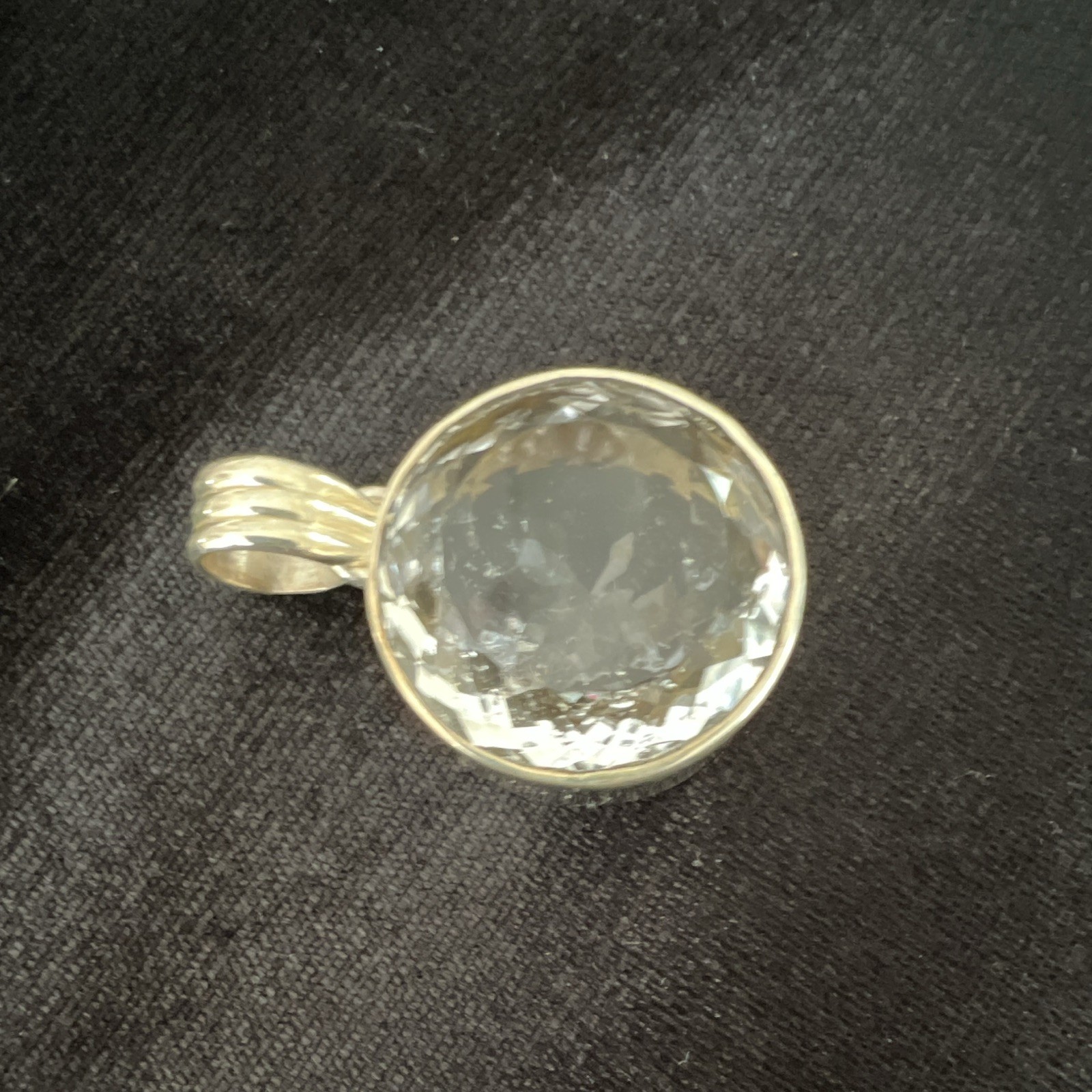 925 Sterling Silver white Topaz Pendant, Bezel Set, Signed