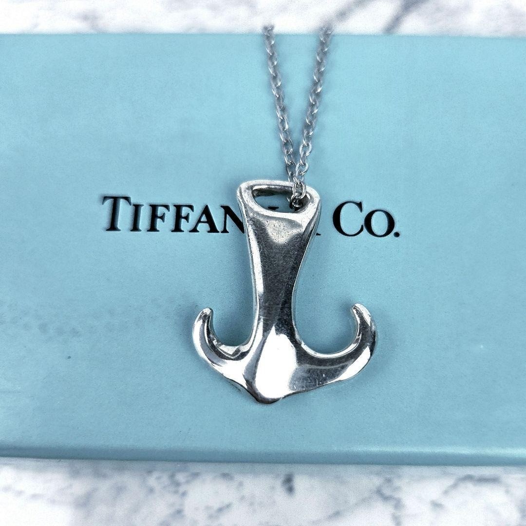 TIFFANY & Co Elsa Peretti Anchor Pendant Necklace Silver Generic Steel Chain
