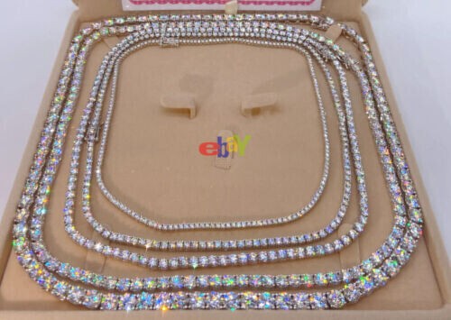 2-6.5mm 16-24″ VVS1 D Moissanite Tennis Chain Necklace 925 Silver Passes Tester!