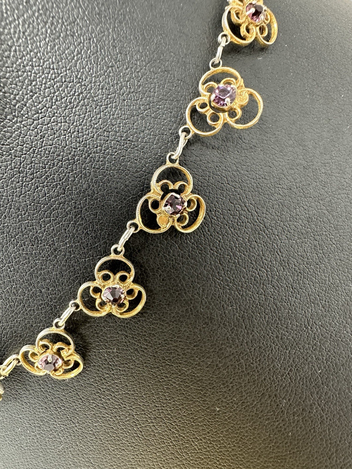 Sterling Silver Amethyst Floral Choker Necklace Bracelet Earrings Set 60g 16” 6”