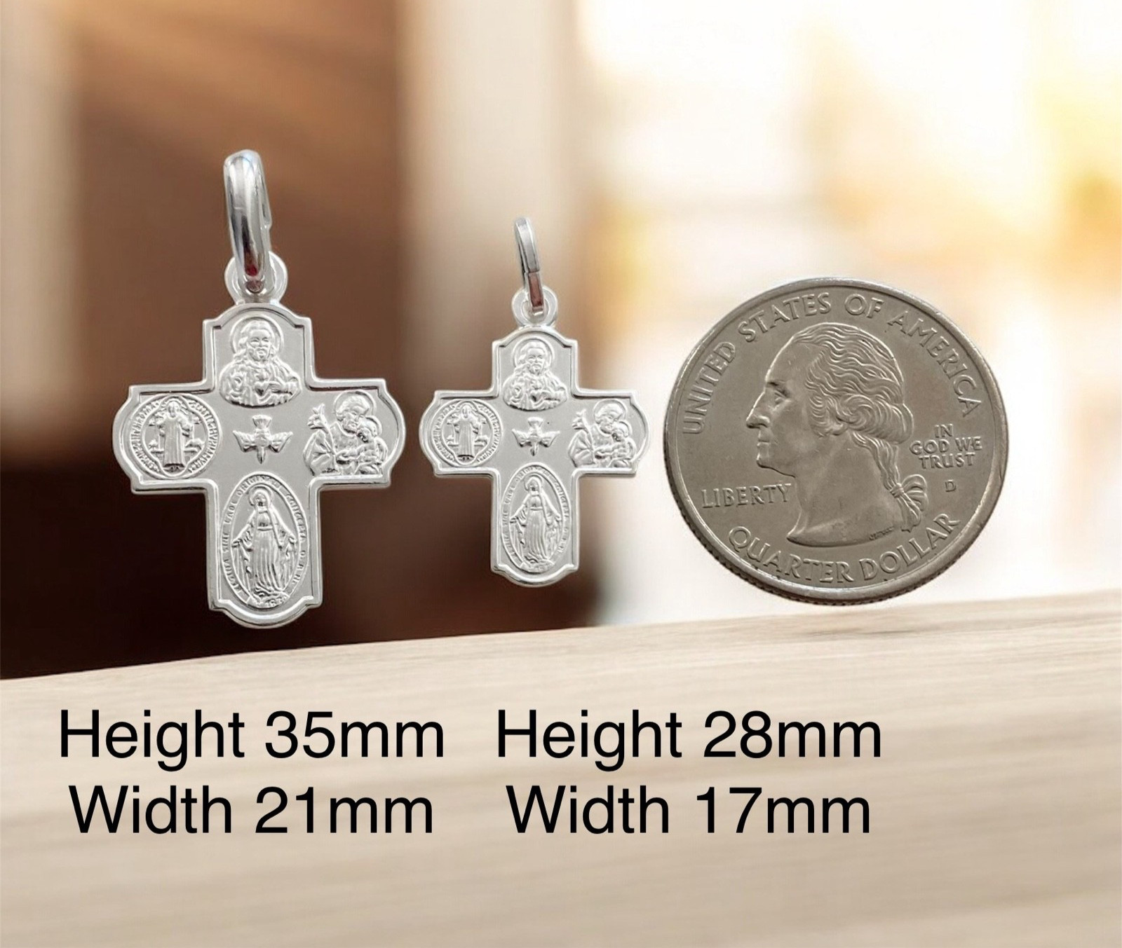 925 Solid Sterling Silver Cross Pendant 4 Way Cruciform Scapular Medal – ESP38
