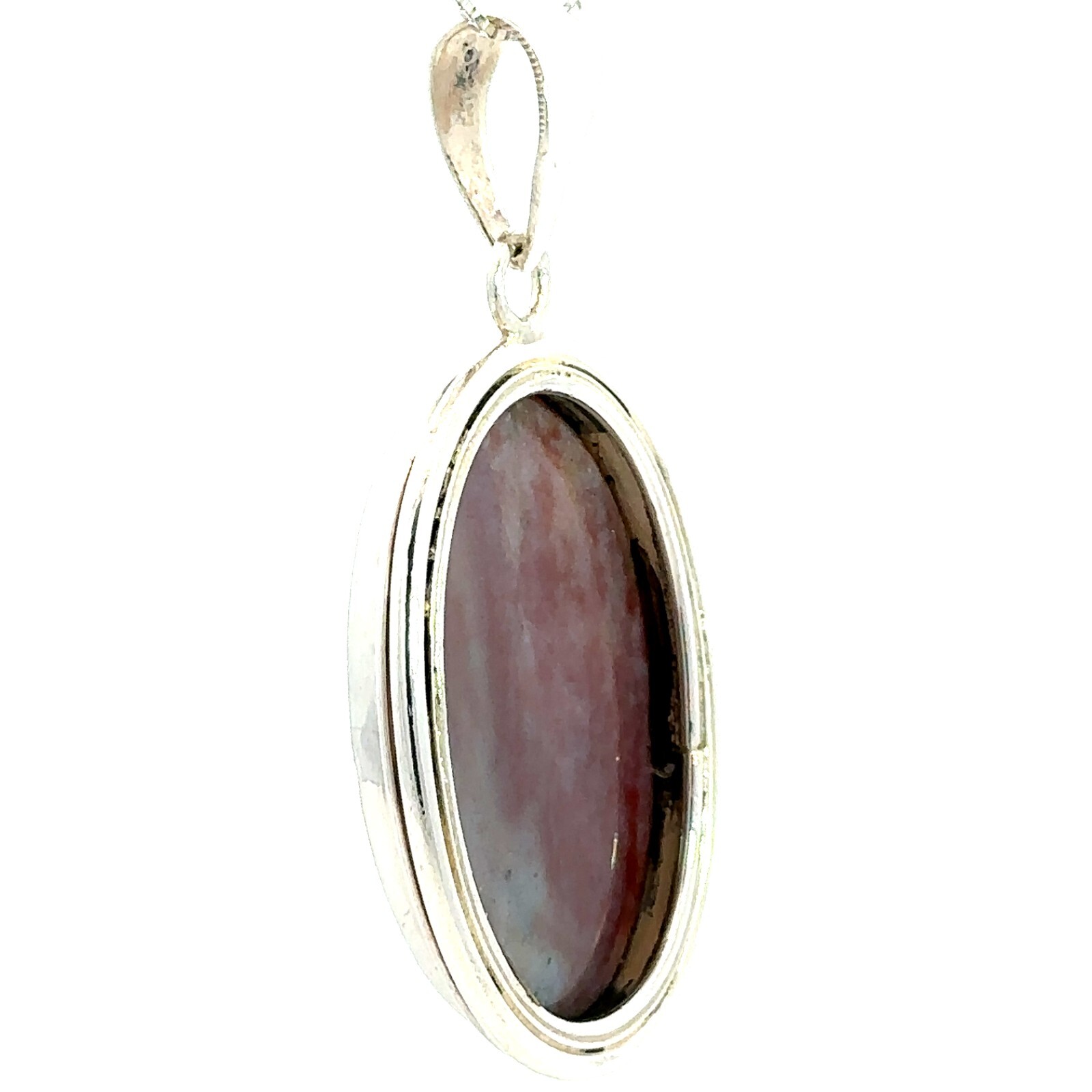 Sterling Silver Agate Pendant (1 3/8 x 2 3/8 Inch)