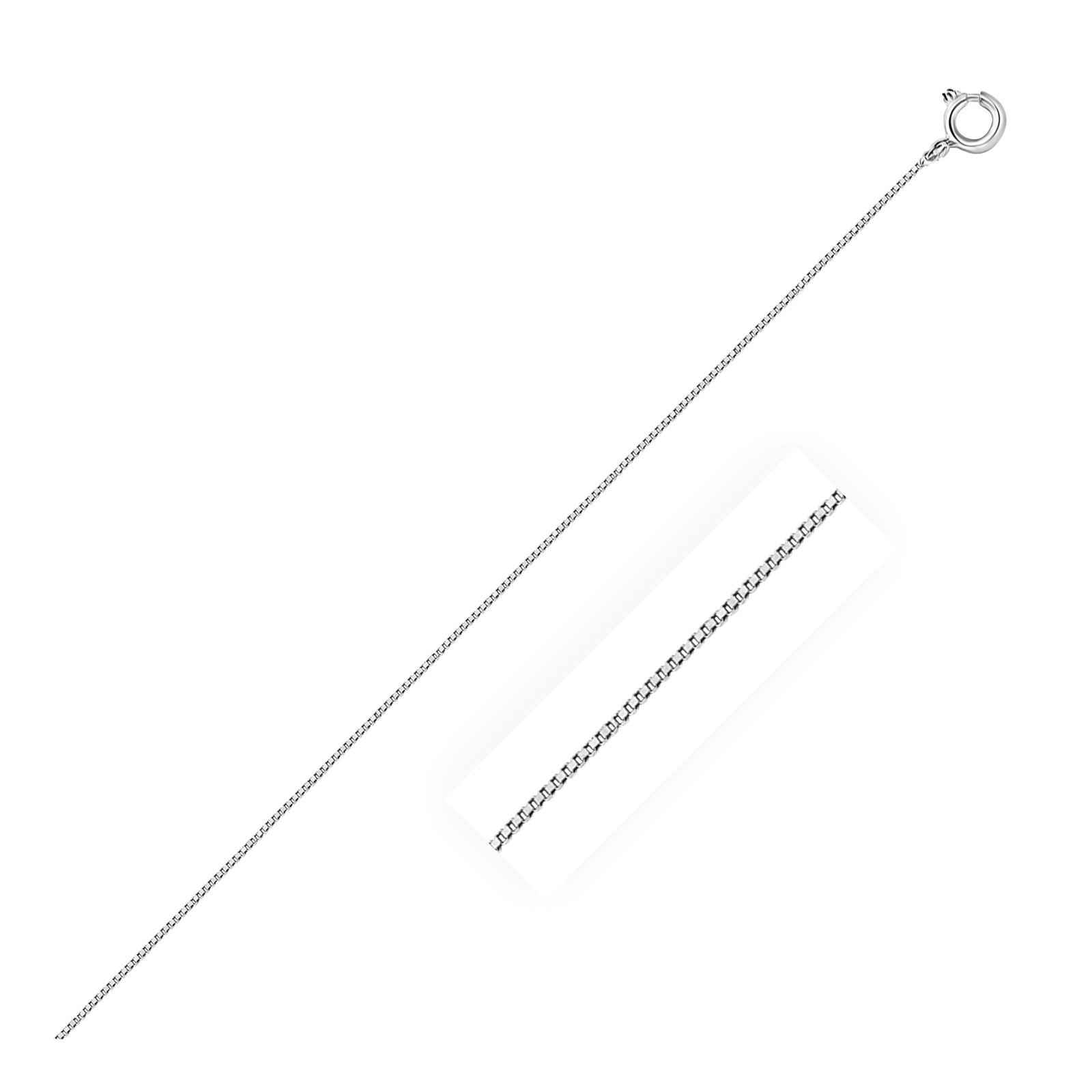 Classic Box Chain, 14K White Gold, Sizes 16-20, 0.45 mm, Dainty, Polished