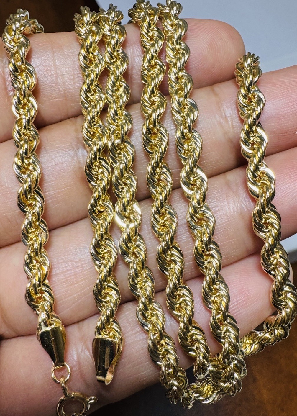 18K 750 Dubai Fine Genuine Gold Rope Chain Necklace 23.5” /24 Long 9.43g 4mm