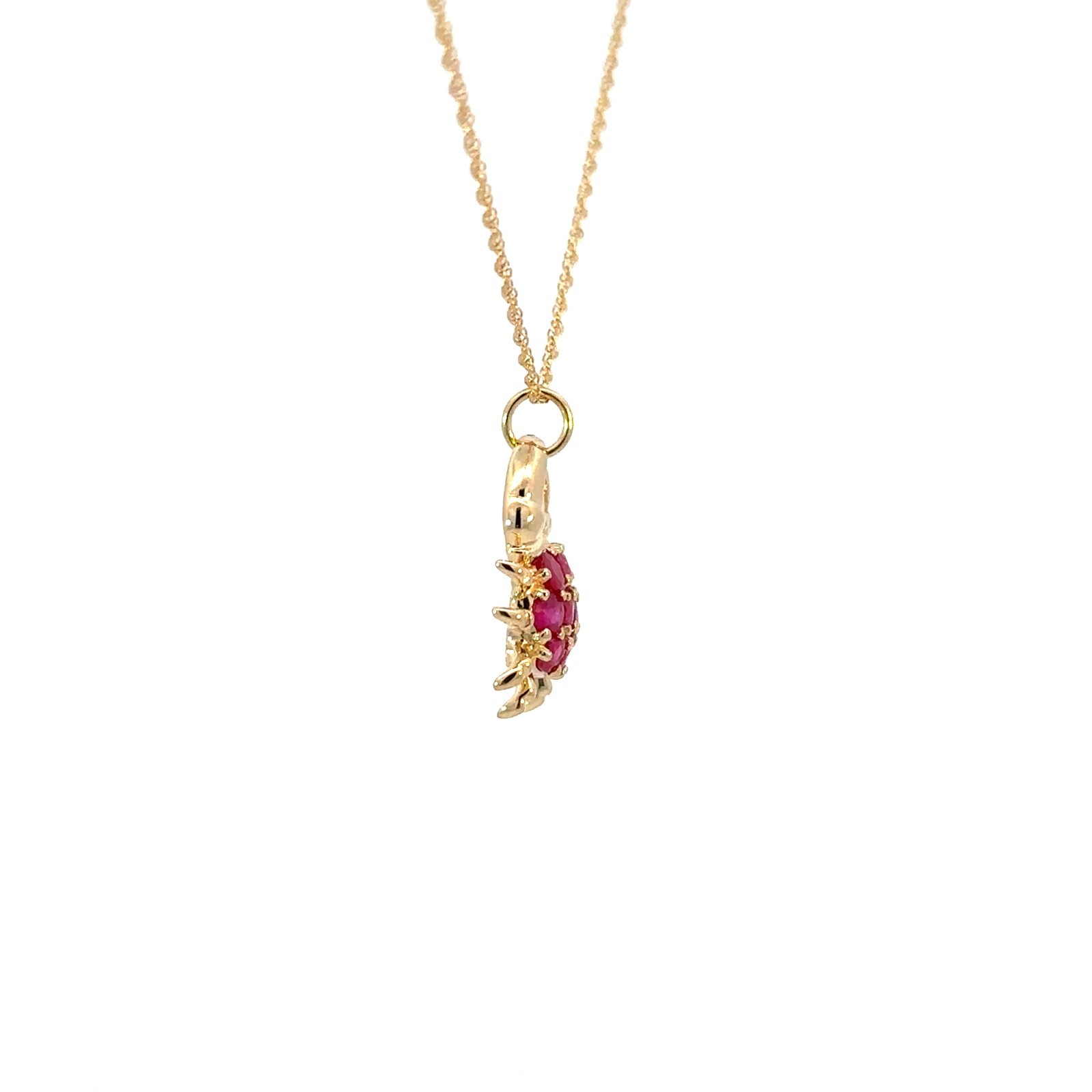 14KT. Yellow Gold Ruby Crab Pendant/Charm (15mm x 16mm)