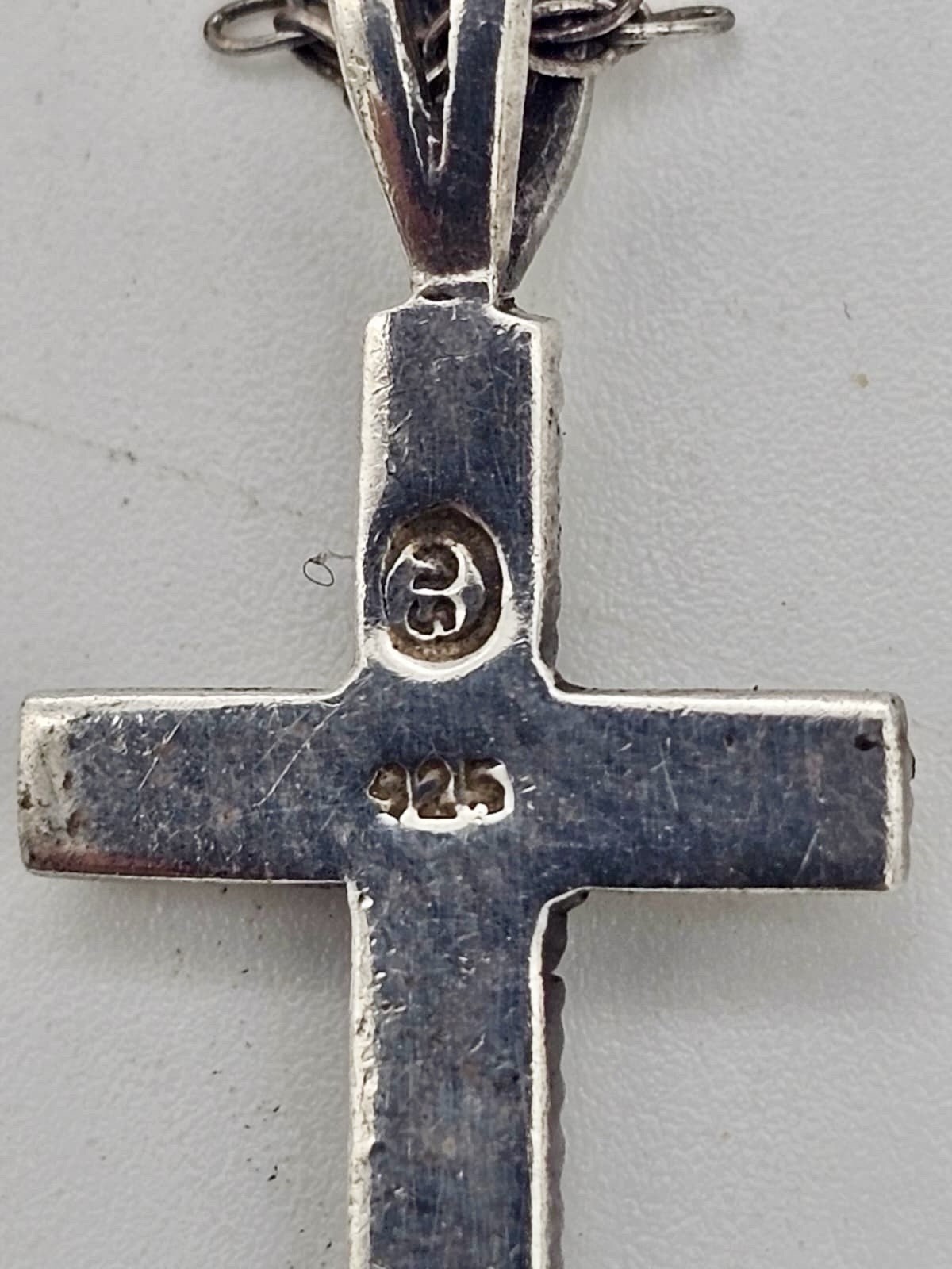 Sterling Silver Marcasite Cross Pendant With A Chain Necklace