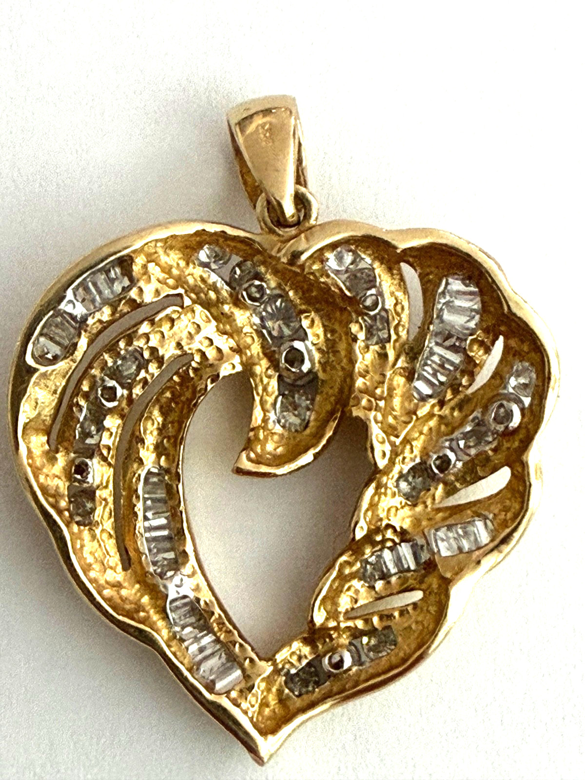 14k Yellow White Gold Diamonds Heart Pendant