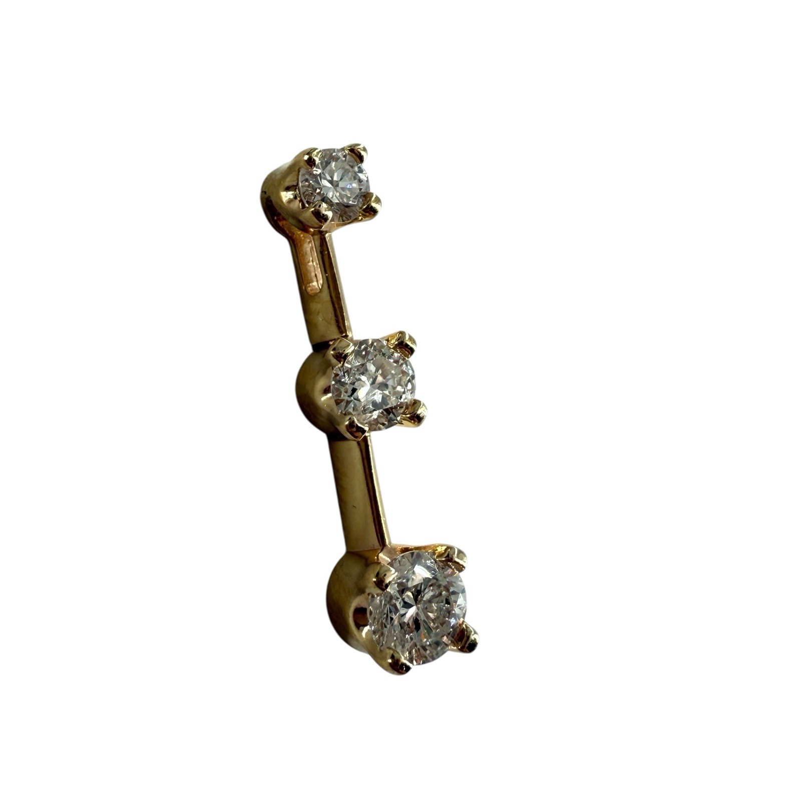 14k solid yellow gold and 3 stone diamond pendant slider approx 1/2 ctw